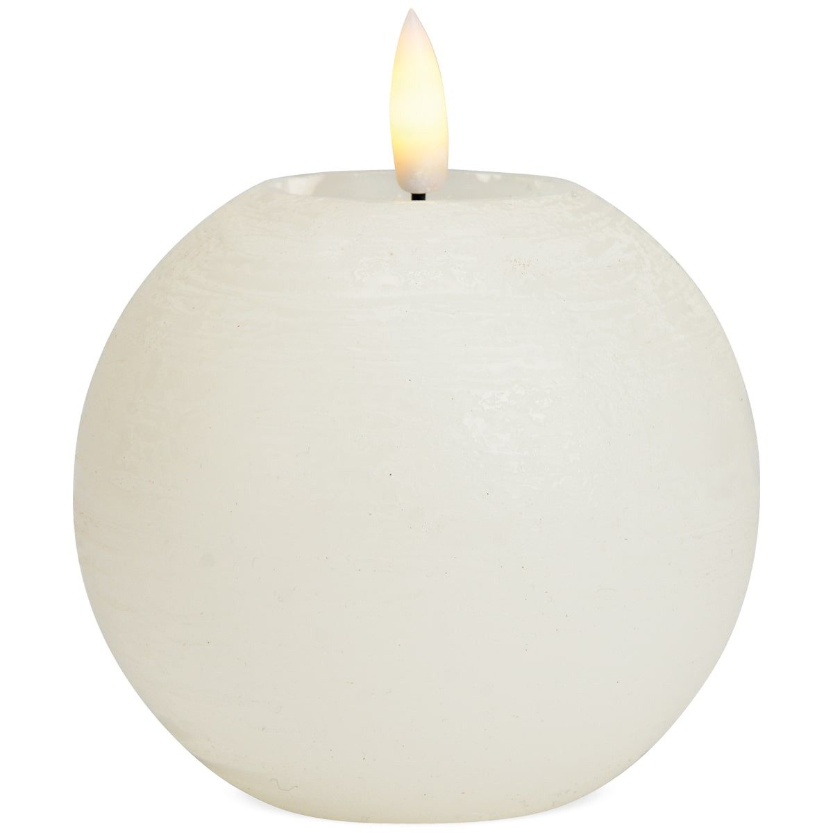 matches21 HOME & HOBBY LED-Kerze LED Kugel-Kerze Echtwachs-Kerze flackernd, Ø 10x9 cm, Weiß (1-tlg), Mit beweglicher Flamme & Timer für Adventskranz