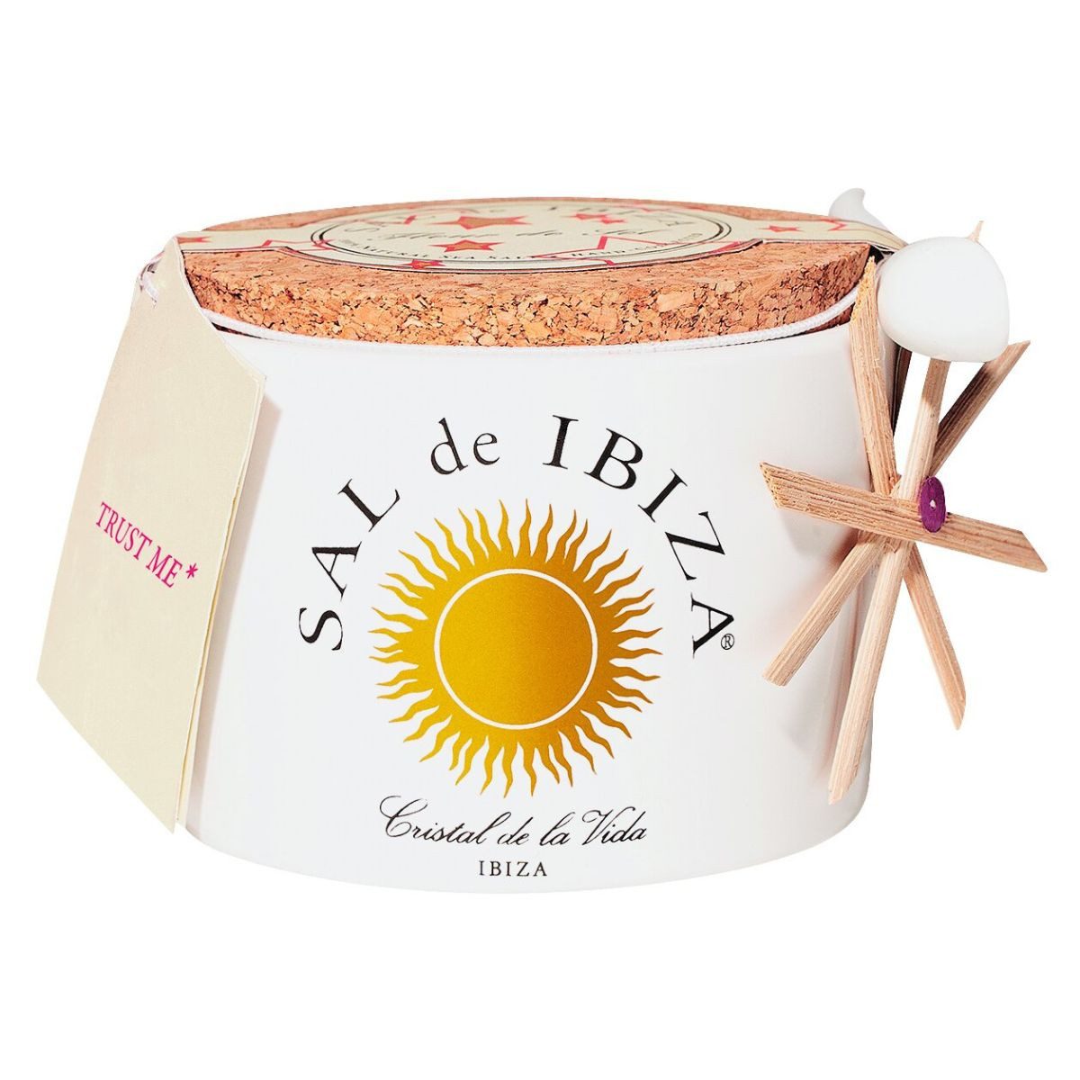 Sal de Ibiza Gewürz Fleur de Sel, Grobes Meersalz Weihnachtsedition, limitiert, 140 g, im Steintopf, mit Dosierlöffelchen