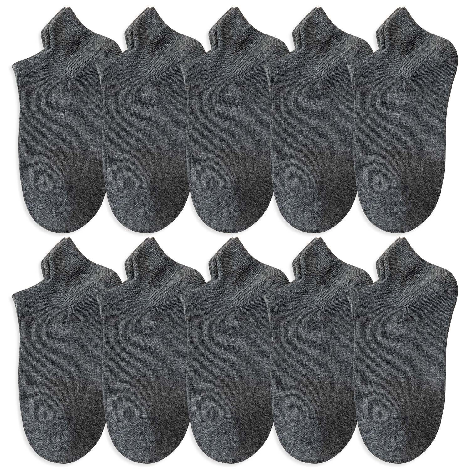 mit Cut Atmungsaktive Socken erhöhtem MAGICSHE Low (10-Paar) Basicsocken Dunkelgrau Bündchen