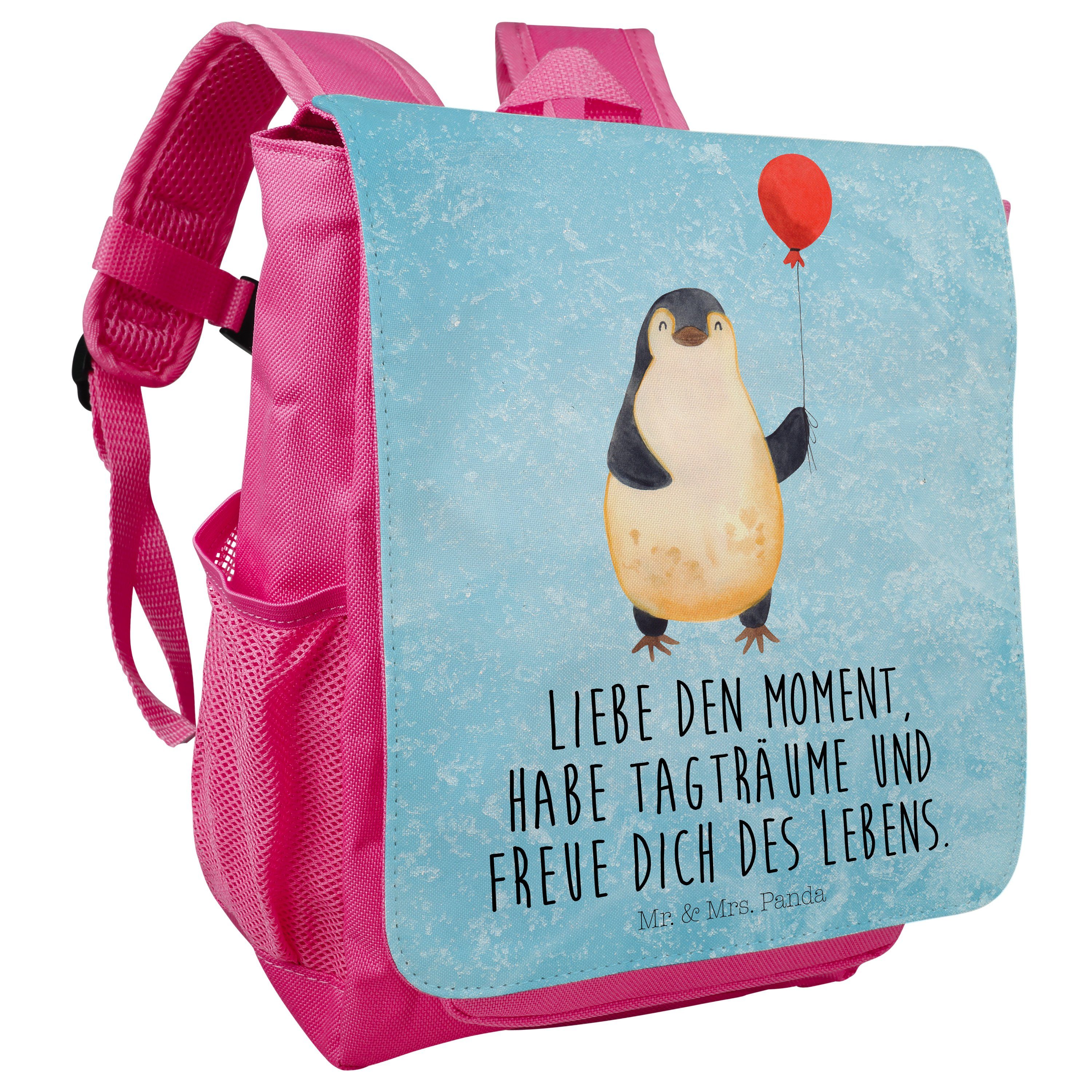 Mr. & R Rucksack, Kinderrucksack fröhlich, Geschenk, Kinder - Eisblau Mrs. Luftballon Pinguin Panda 