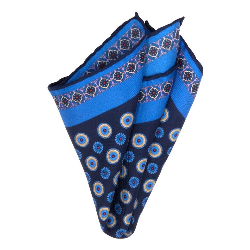 BGENTS Einstecktuch Handrolliertes Einstecktuch aus Seiden-Twill mit Blüten  in Blau, besondere Farbbrillanz