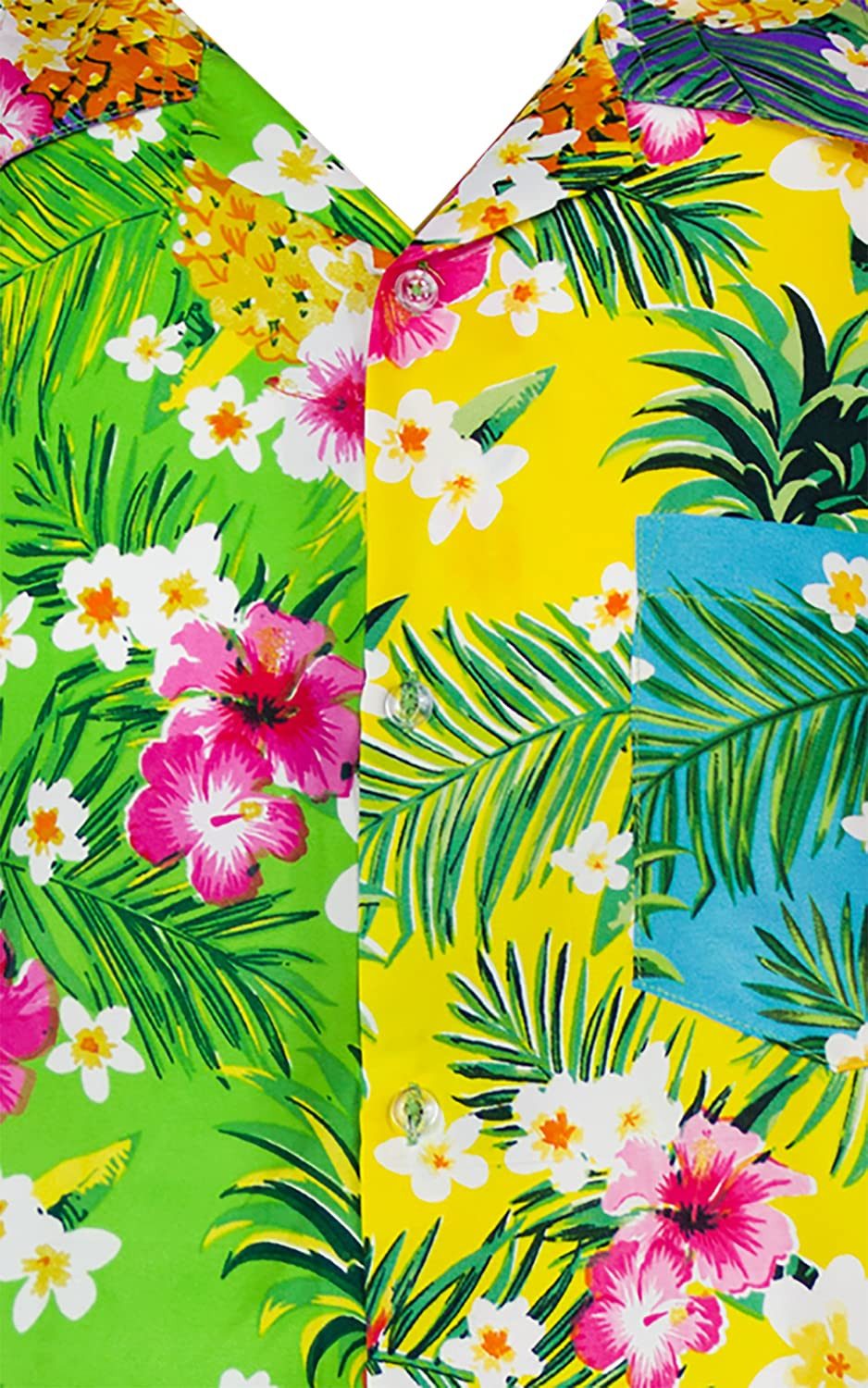 King Kameha Hawaiihemd Pineapple Flowers Kids Funky Hawaii-Hemd Kinder Kurzarm Front-Tasche
