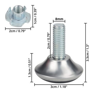 Belle Vous Stuhlsocke Verstellbare Möbelfüße (12 Stück) - M8 x 30mm, Adjustable Furniture Feet (12 pcs) - M8 x 30mm