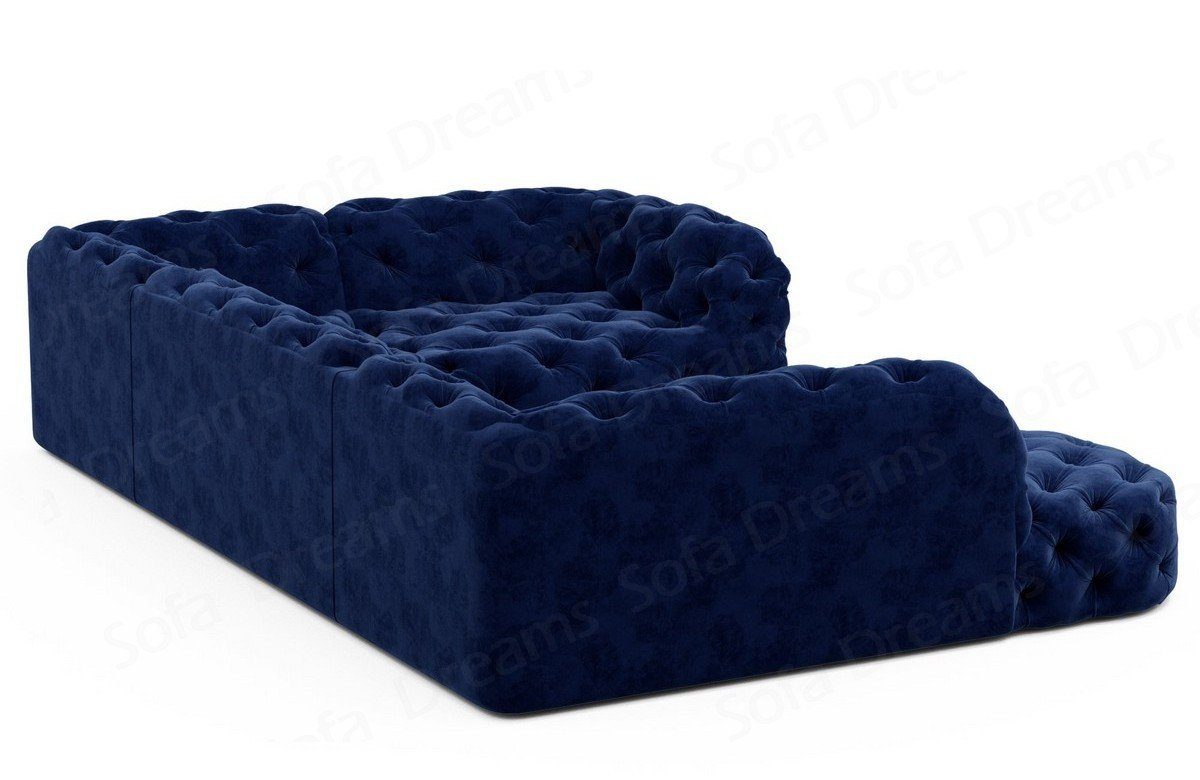 Sofa Dreams Wohnlandschaft Stoff Sofa U Couch Stoffsofa, Design Lanzarote Chesterfield Couch Form Stil dunkelblau77 im