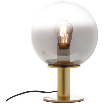 Lightbox Tischleuchte, ohne Leuchtmittel, Tischlampe, 32 cm Höhe, Ø 22 cm, E27, Rauchglas/Metall, goldfarben
