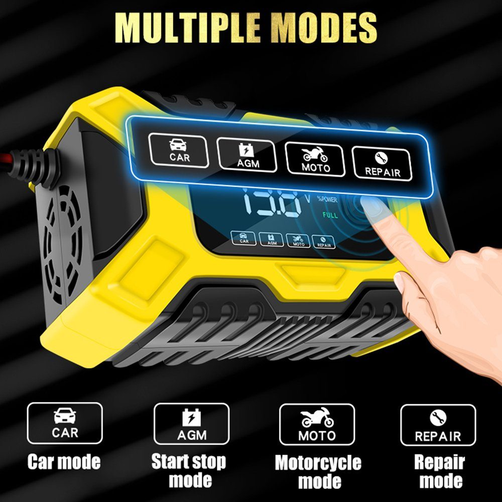 autolock Professional Battery Charger, 12V/8A 24V/4A Intelligent Car Battery Charger (Automatic Battery Charger, Maintenance Device with LCD Display)