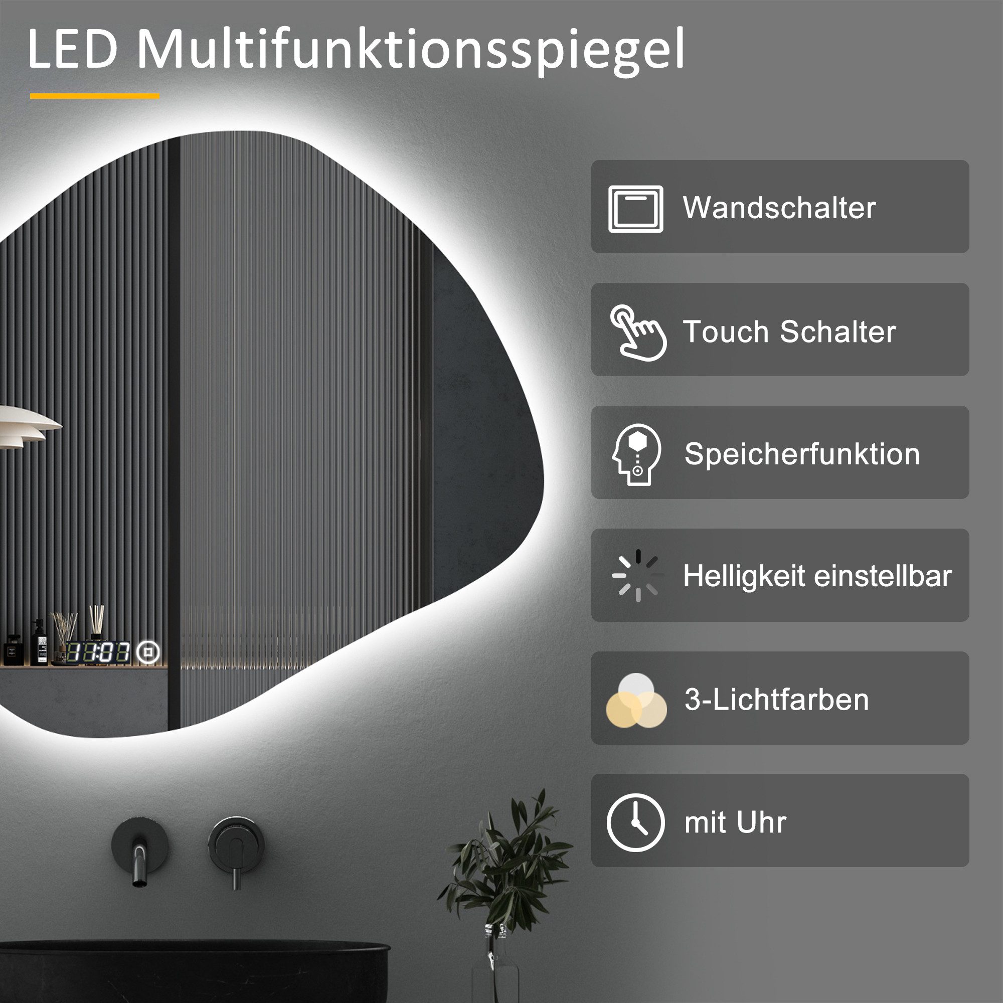 WDWRITTI Badspiegel Led 50x70 80x60 100x60 günstig online kaufen