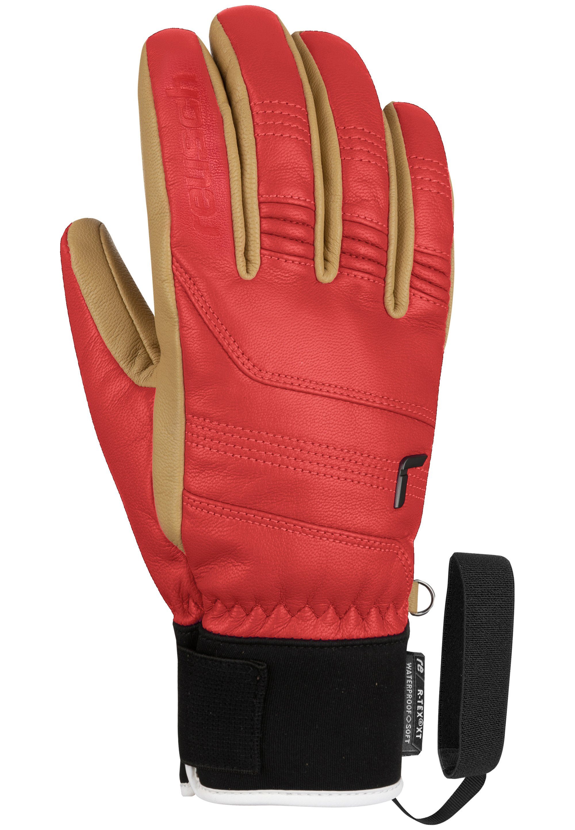 atmungsaktivem aus und wasserdichtem Skihandschuhe rot-beige Reusch Material XT R-TEX® Highland