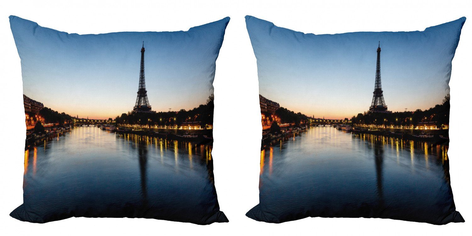 Digitaldruck, Nacht Abakuhaus an Dämmerung Modern Kissenbezüge Doppelseitiger Accent Eiffelturm (2 der Stück),