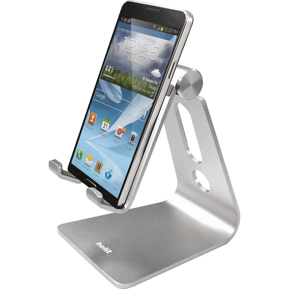Handyständer Smartphone-Halterung 7,4x7,9x10cm HELIT silber "the Alu lite stand" 1