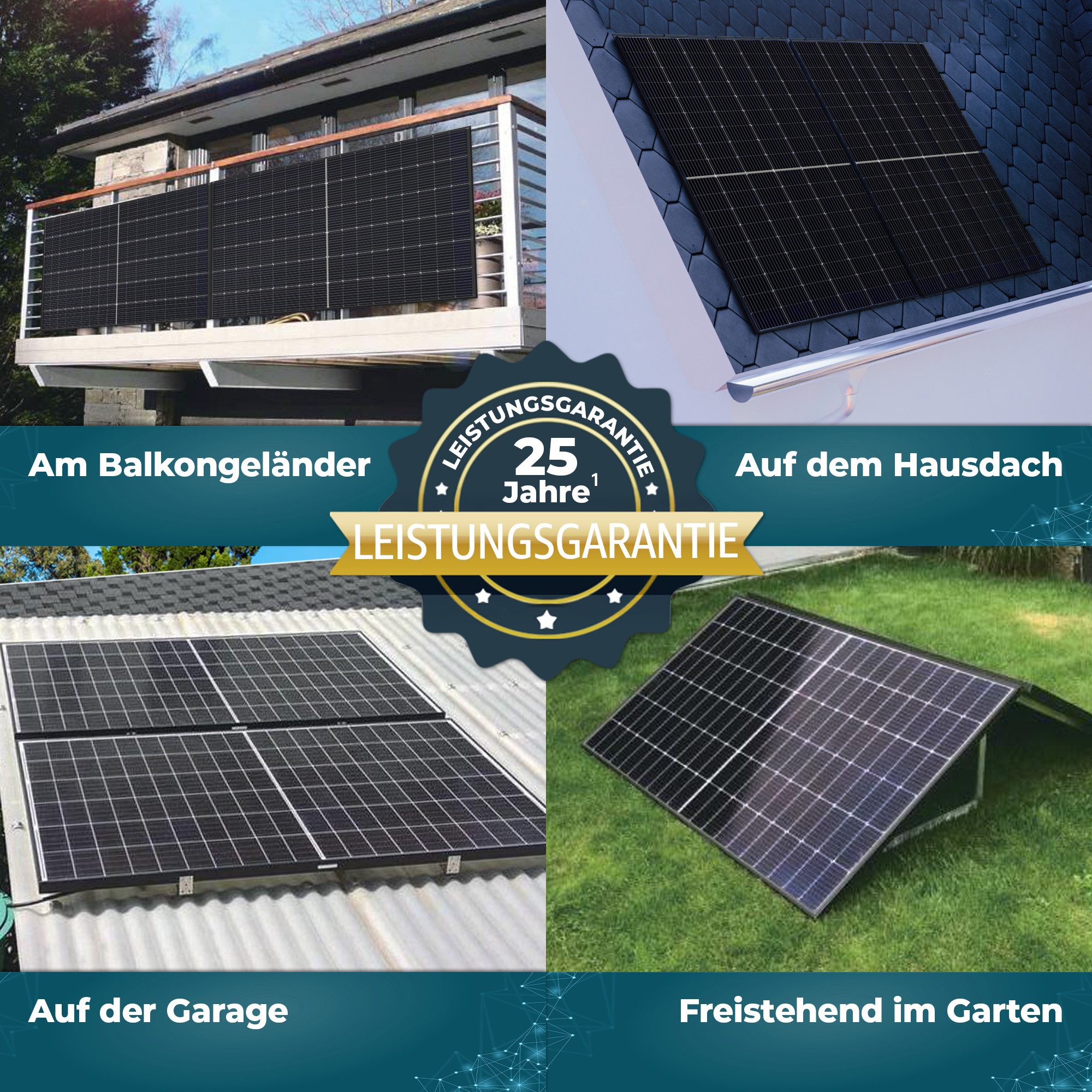 VESKA Balkonkraftwerk Balkonkraftwerk 1000 W Bifazial Glas/Glas, 800,00 W, Monokristallin, (Steckerfertig, genehmigungsfrei, schwarz WIFI), N-TYPE, TOPCON, Anti – Bild 3 von 4