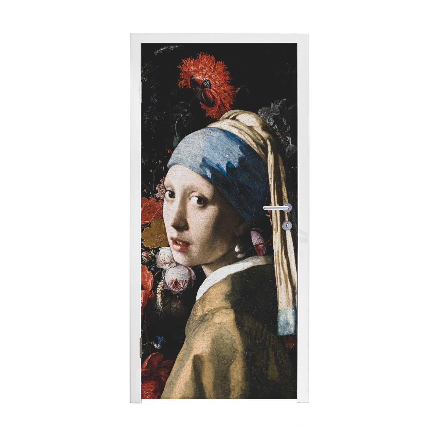 MuchoWow Türtapete Das Mädchen mit dem Perlenohrring - Vermeer - Jan Davidsz de Heem, Matt, bedruckt, (1 St), Fototapete für Tür, Türaufkleber, 75x205 cm