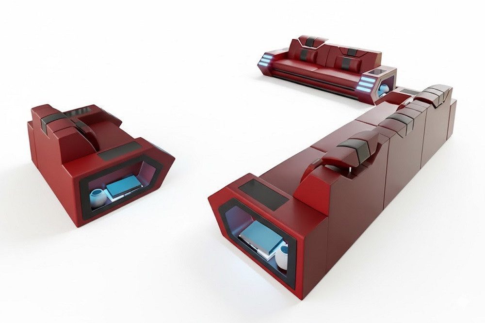 JVmoebel Polstergarnitur Moderne Ledercouch in stilvollem Design für gemütliche Räume, (3-tlg., Sofa 3 Sitzer/Sofa 2 Sitzer/Sessel), Made in Europa