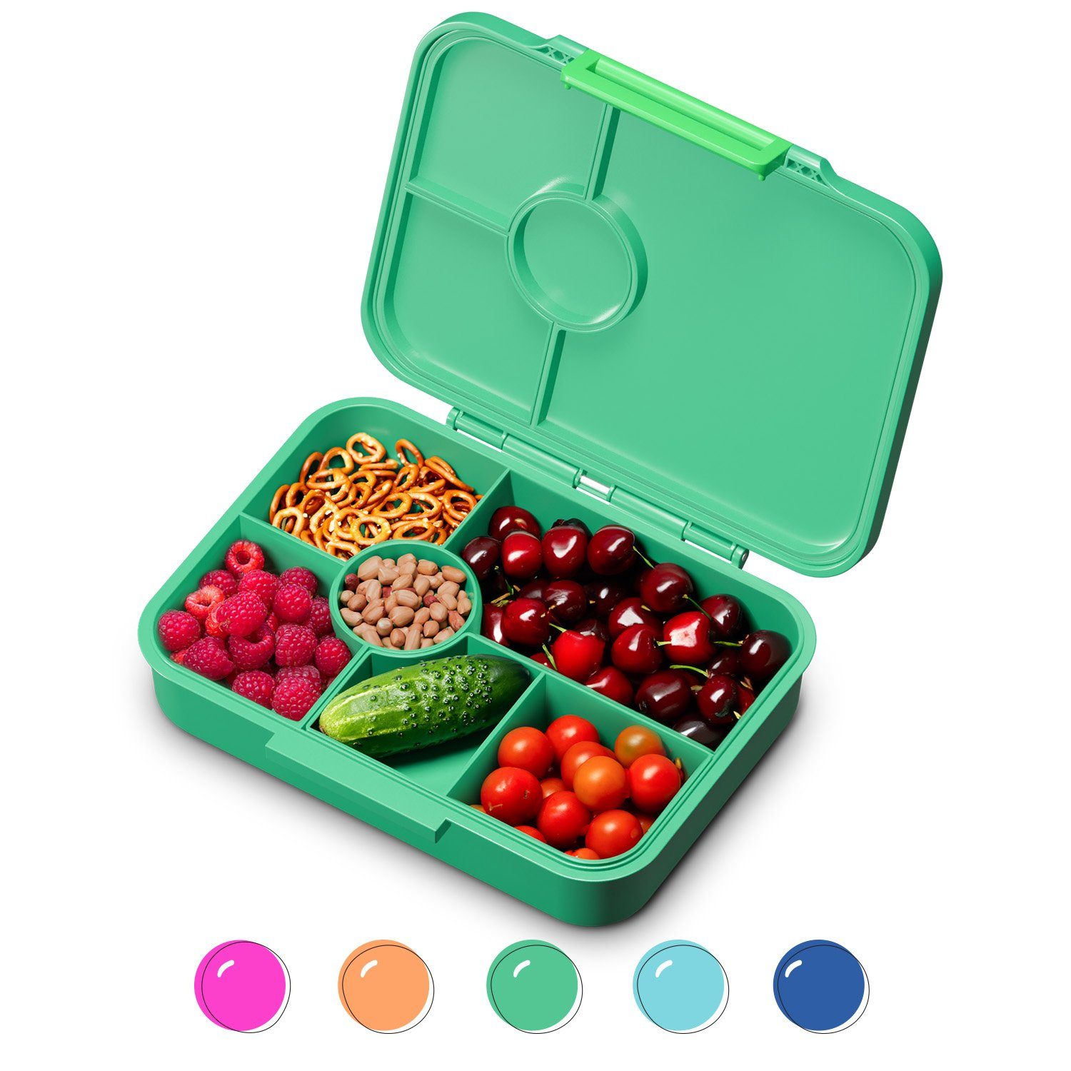 schmatzfatz Frischhaltedose Lite Lunchbox 6 Fächer 20,8 x 4,5 x 15 cm, Tritan, Silikon, (Packung)