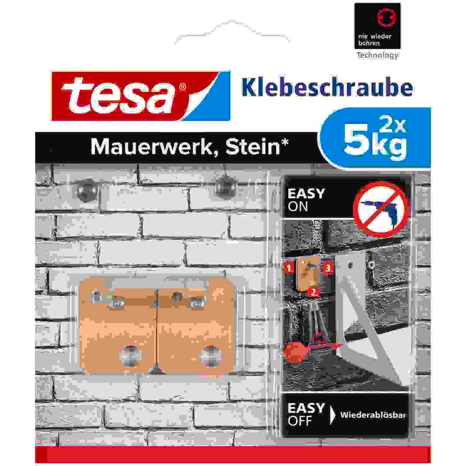 Klebehaken tesa Klebenagel für Fliesen und Metall, 4 kg Halteleistung