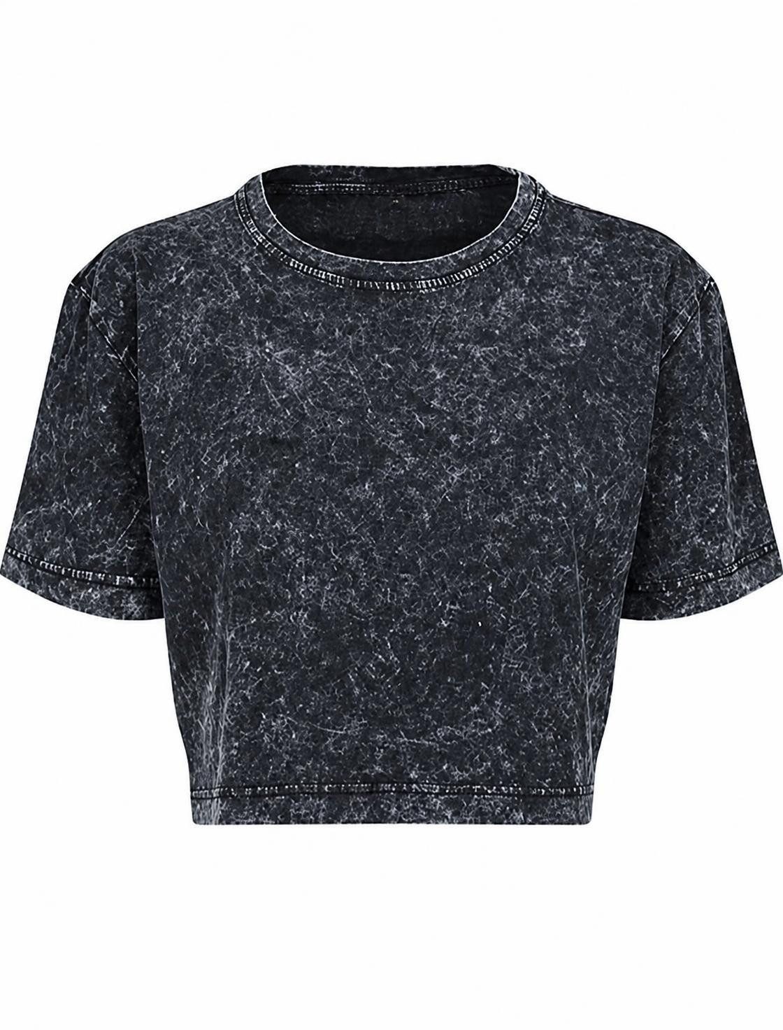 Build Your Brand Rundhalsshirt Damen Acid Washed Cropped Tee