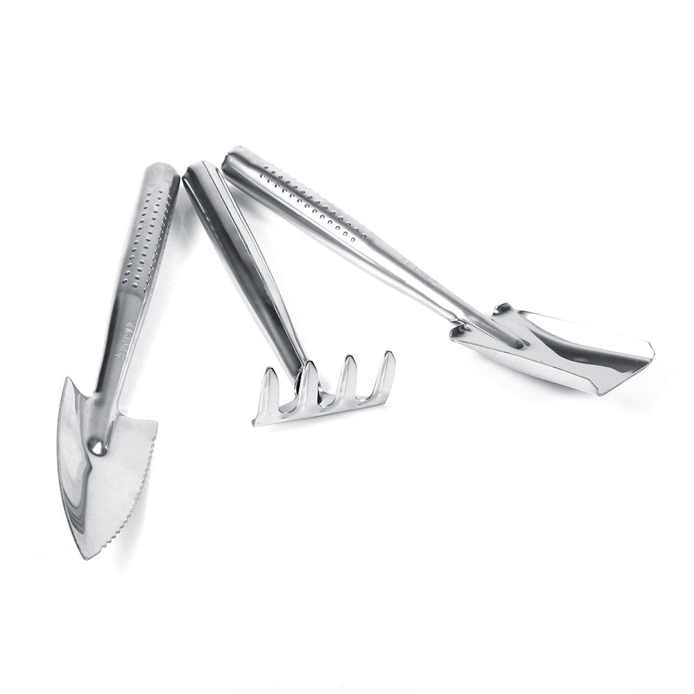 SURFOU Blumenkelle Blumenkelle Pflanzkelle Blumenrechen Drei-teilige Set, (3 St), Edelstahlmaterial, Anti-Rutsch-Design, Geringes Gewicht