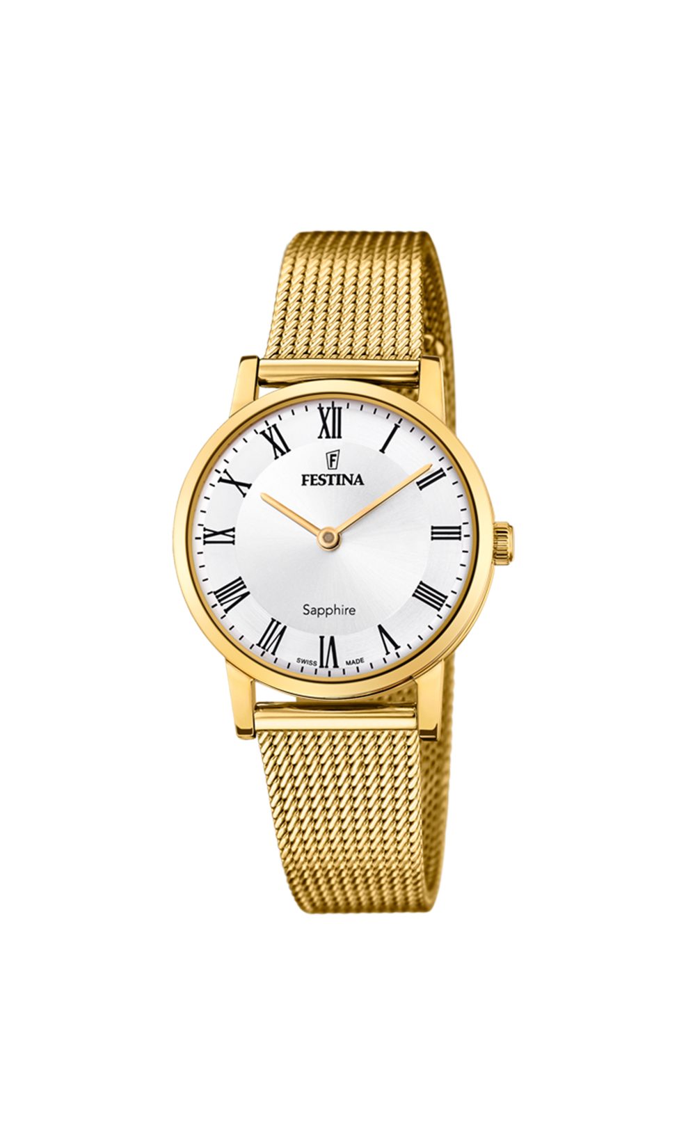 Festina Schweizer Uhr Swiss Made Damen (1-tlg) Edelstahl, Festina plattiert, Gelbgold Uhr F20023/4