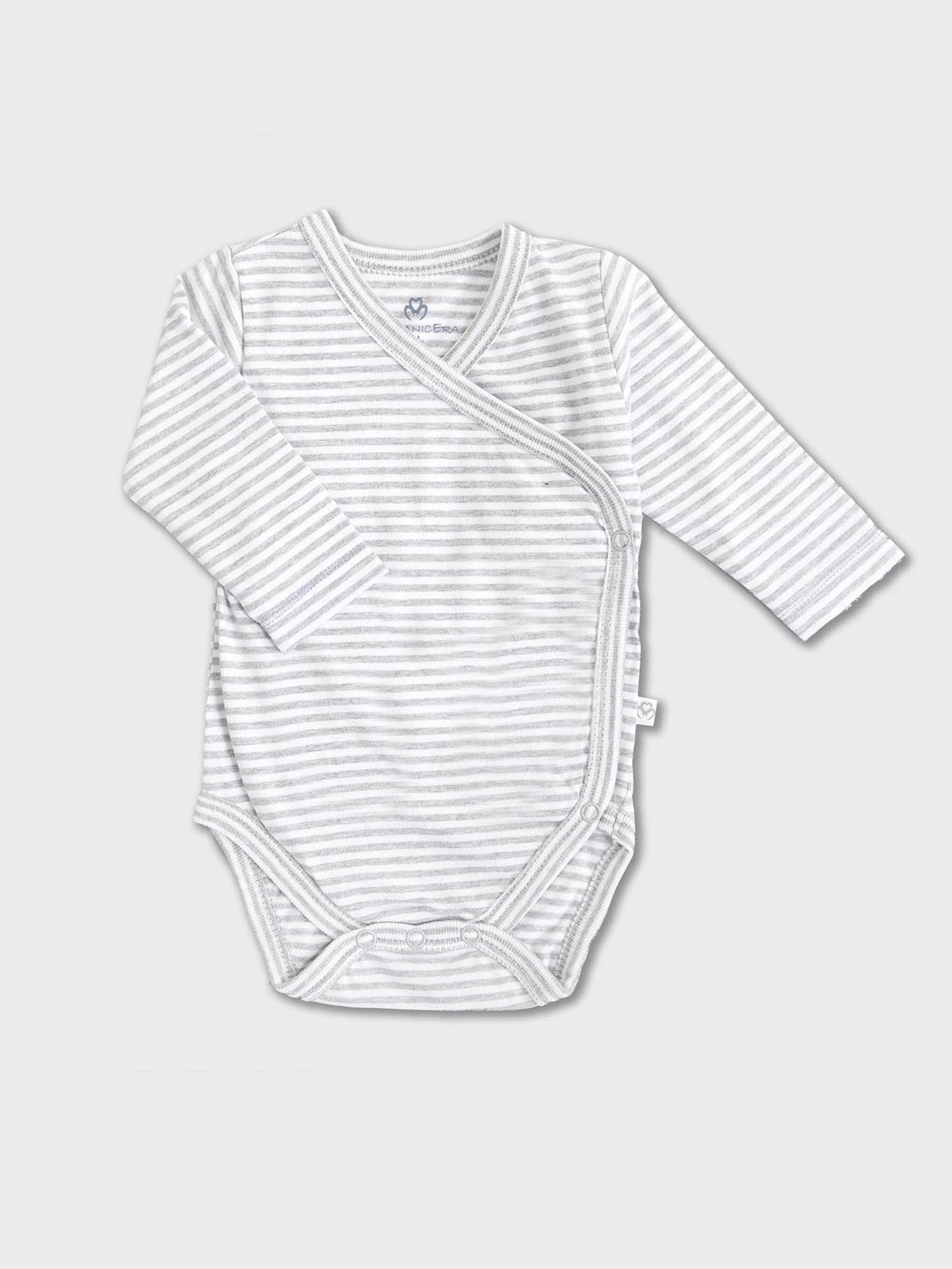 OrganicEra Langarmwickelbody Bio Langarm-Kimono-Body für Neugeborene, gestreift (1-tlg)