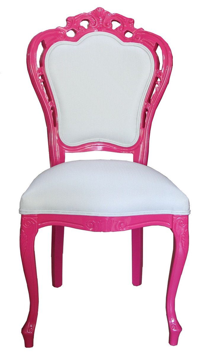 Barock Padrino Designer in Esszimmer - Esszimmerstuhl Casa Stuhl Stuhl Luxus Weiß/Pink - Luxus Qualität