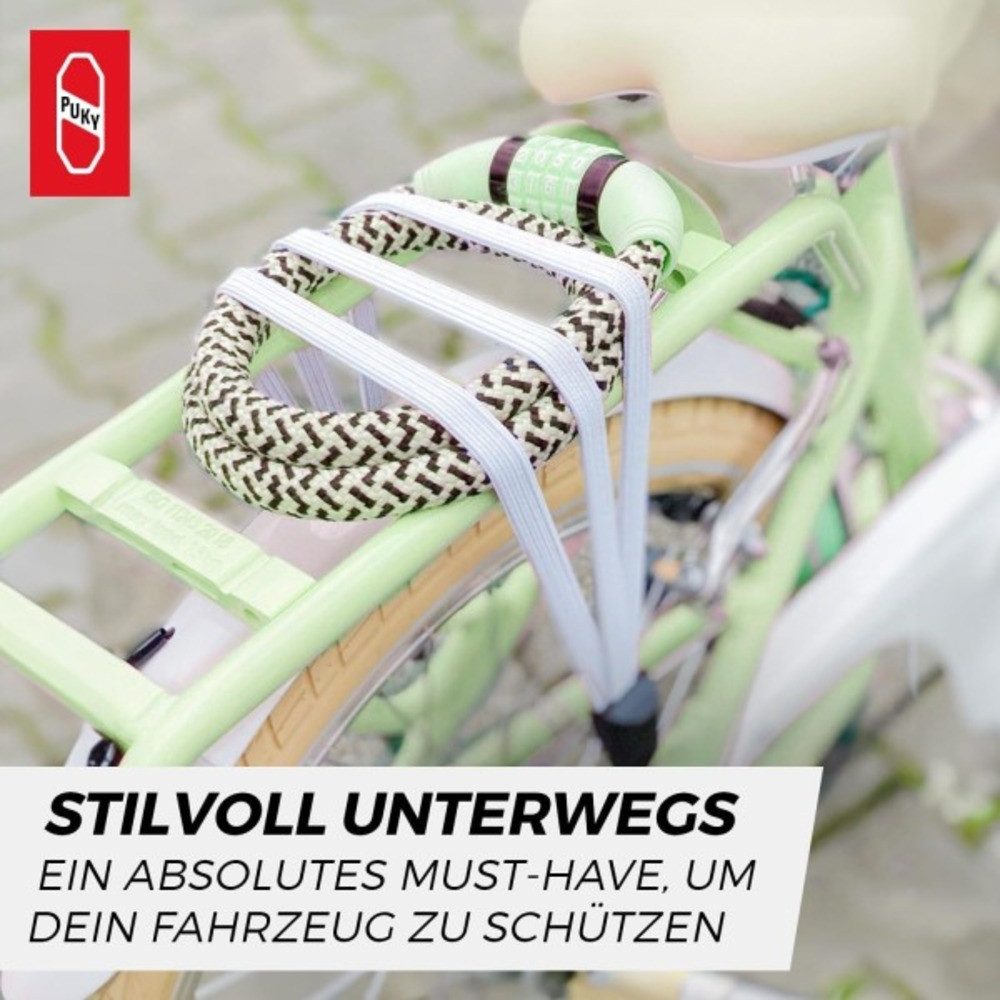 Puky Kabelschloss Safety, "LOCKSTAR" Fahrrad Kabelschloss, Nummernschloss, retro green