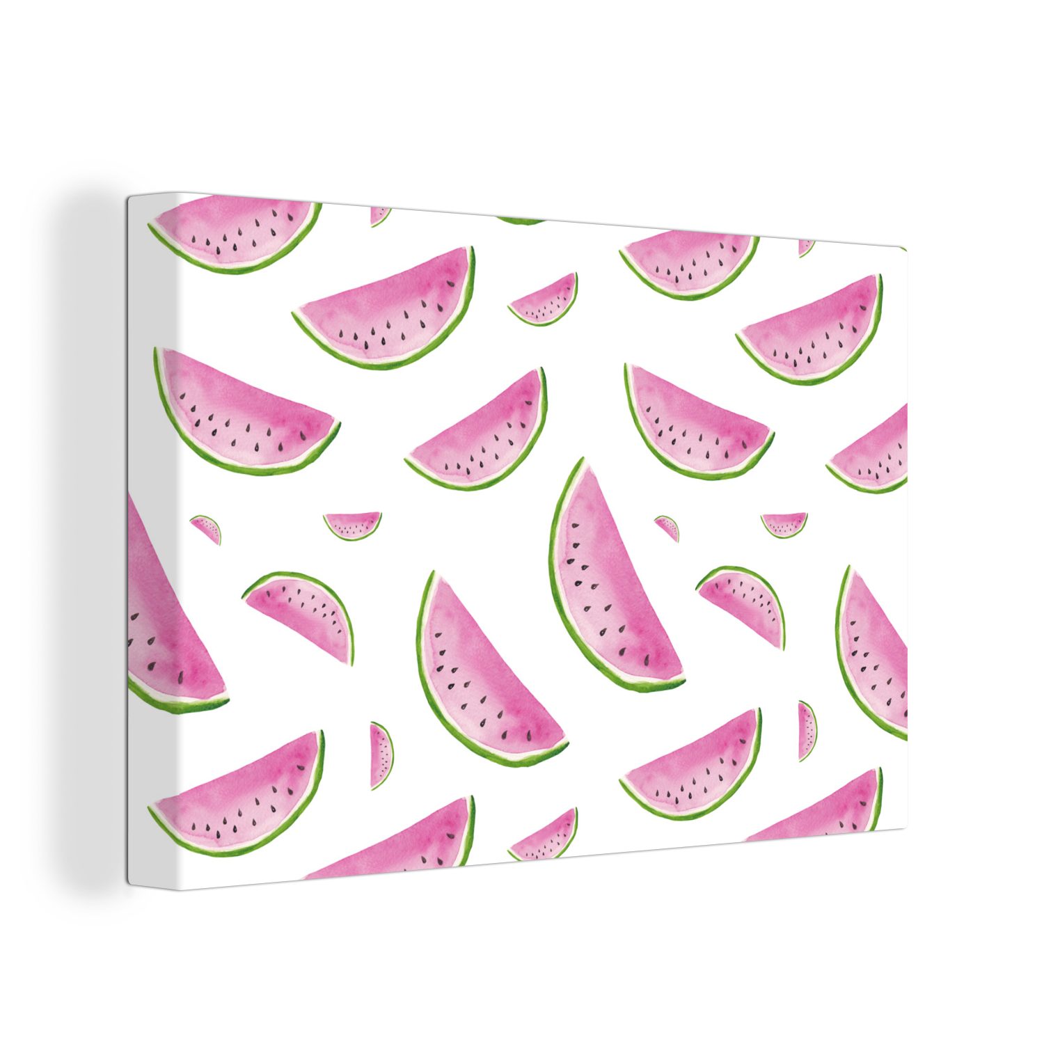 OneMillionCanvasses® Leinwandbild Wassermelonen - Weiß - Pastell, (1 St), Wandbild Leinwandbilder, Aufhängefertig, Wanddeko, 30x20 cm