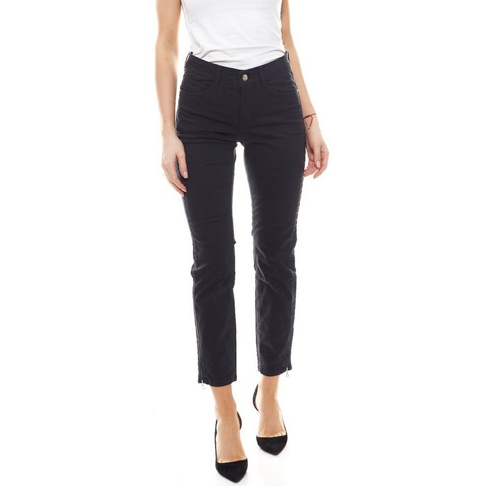 MAC Regular-fit-Jeans MAC Angela5 Slim-Cropped-Jeans anziehende Damen 7/8-Denim-Hose mit Reißverschluss am Bein-Saum Freizeit-Hose Navy