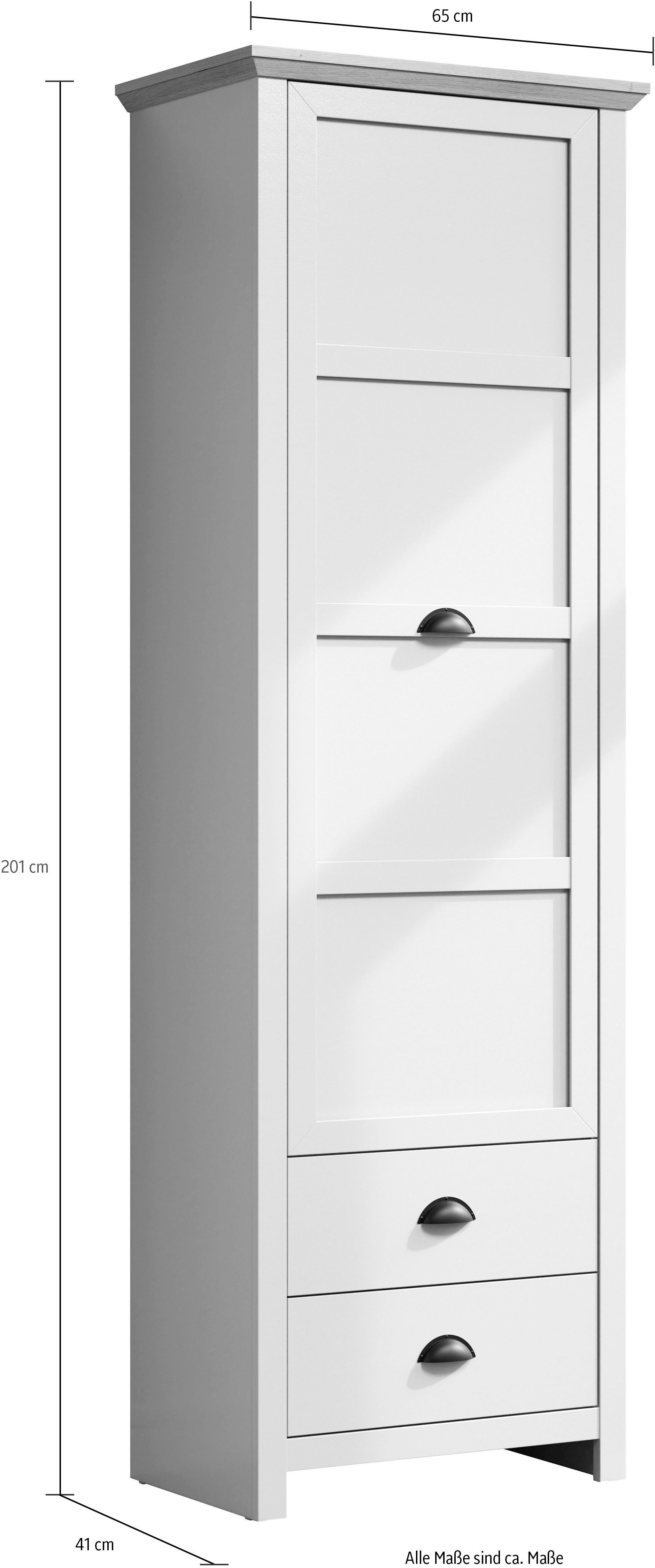 Home affaire Garderobenschrank Herzwill cm Eiche, Kleiderschrank, B/H/T 65/201/41 grau, ca.: Kleiderstange