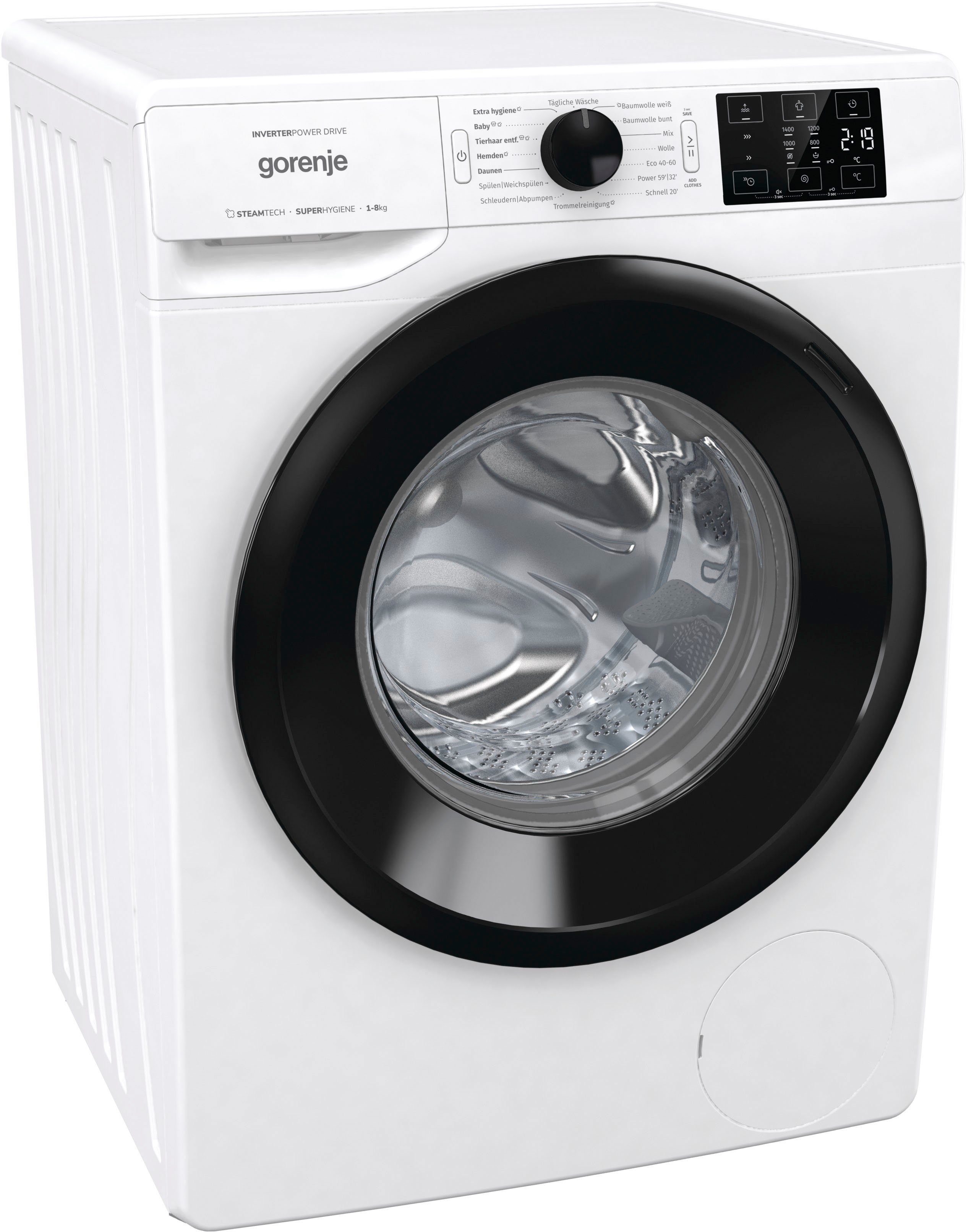 1400 GORENJE Waschmaschine (Hygiene-Reinigungsprogramm) U/min, WNEI84APS, kg, SterilTub 8