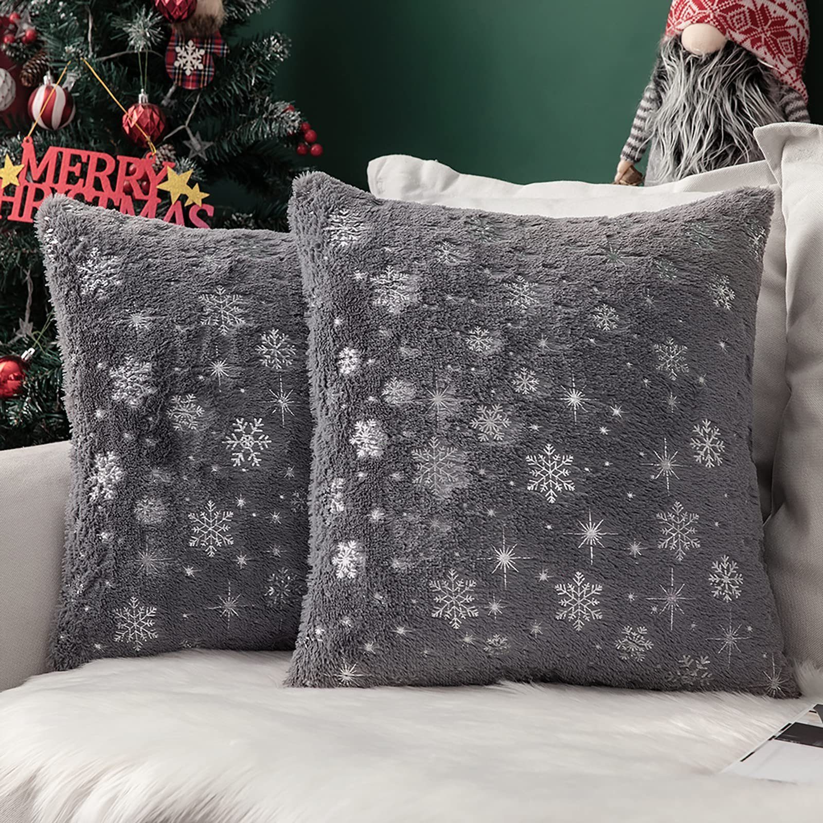 BYSURE Kissenbezug, (2 Stück), Weihnachtstag, silberne günstig online kaufen
