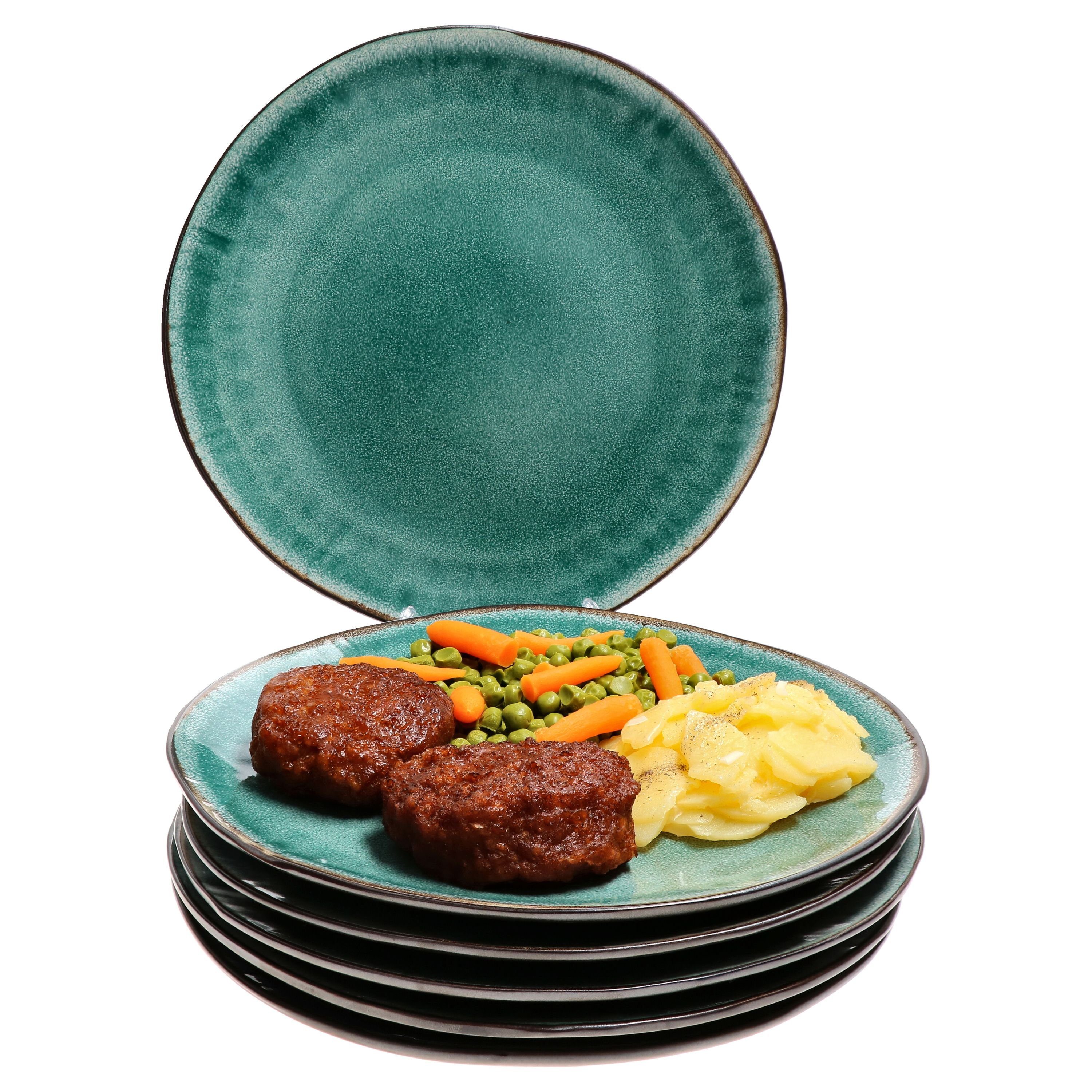 MamboCat Speiseteller 6er Set Speiseteller Reactive Glaze Green - Leros - Bluegreen