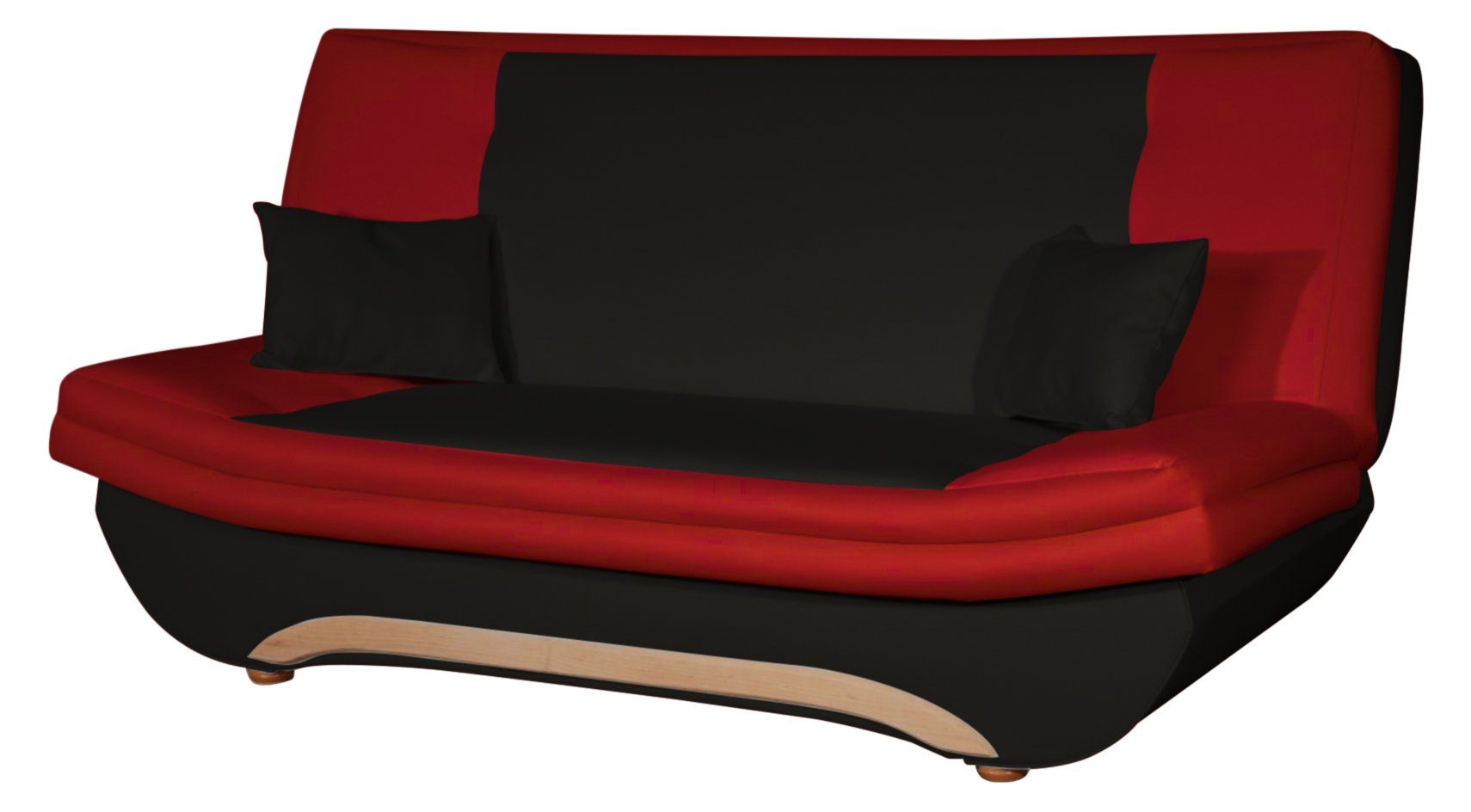 Schlaffunktion Schwarz-Rot Möbel 1 Fun Kunstleder, Schlafsofa GIANA Schlafsofa Mit Teile,