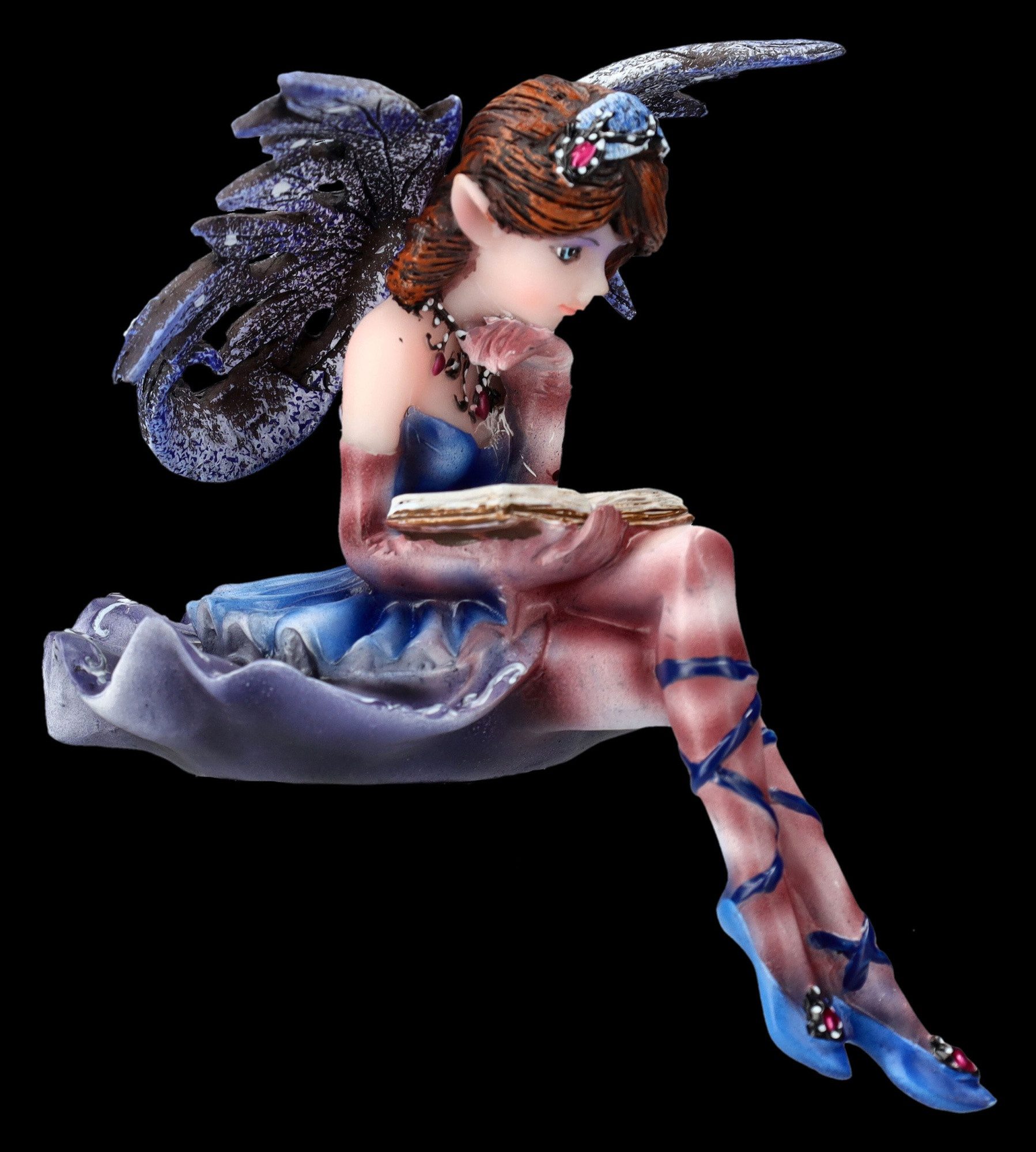 Figuren Shop GmbH Dekofigur Elfen Figur Kantenhocker - Winter Fee - Fantasy Dekofigur Dekoration