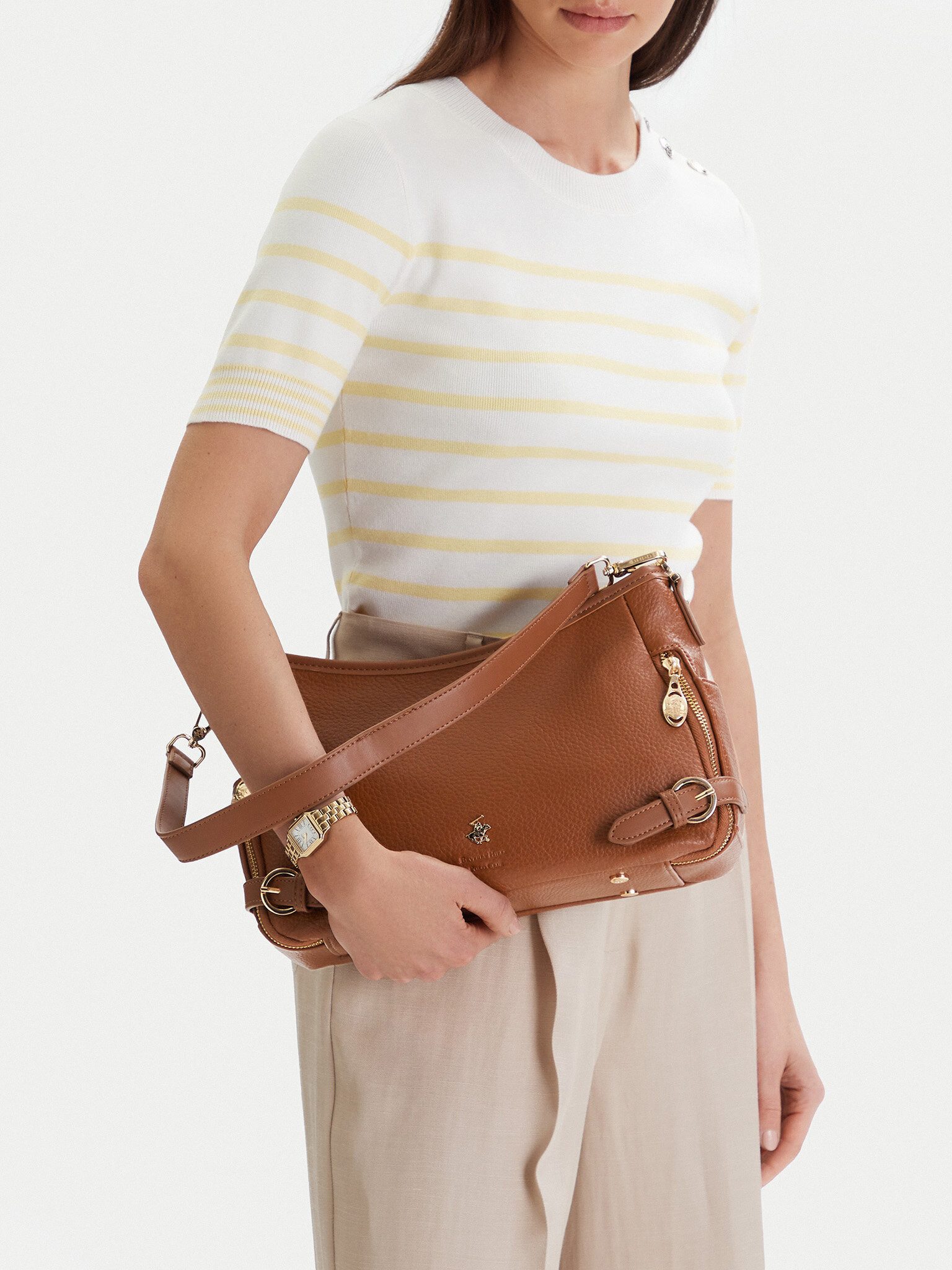BEVERLY HILLS POLO CLUB Handtasche Beverly Hills Polo Club Damenhandtasche Braun BEVERLY HILLS POLO CLUB-