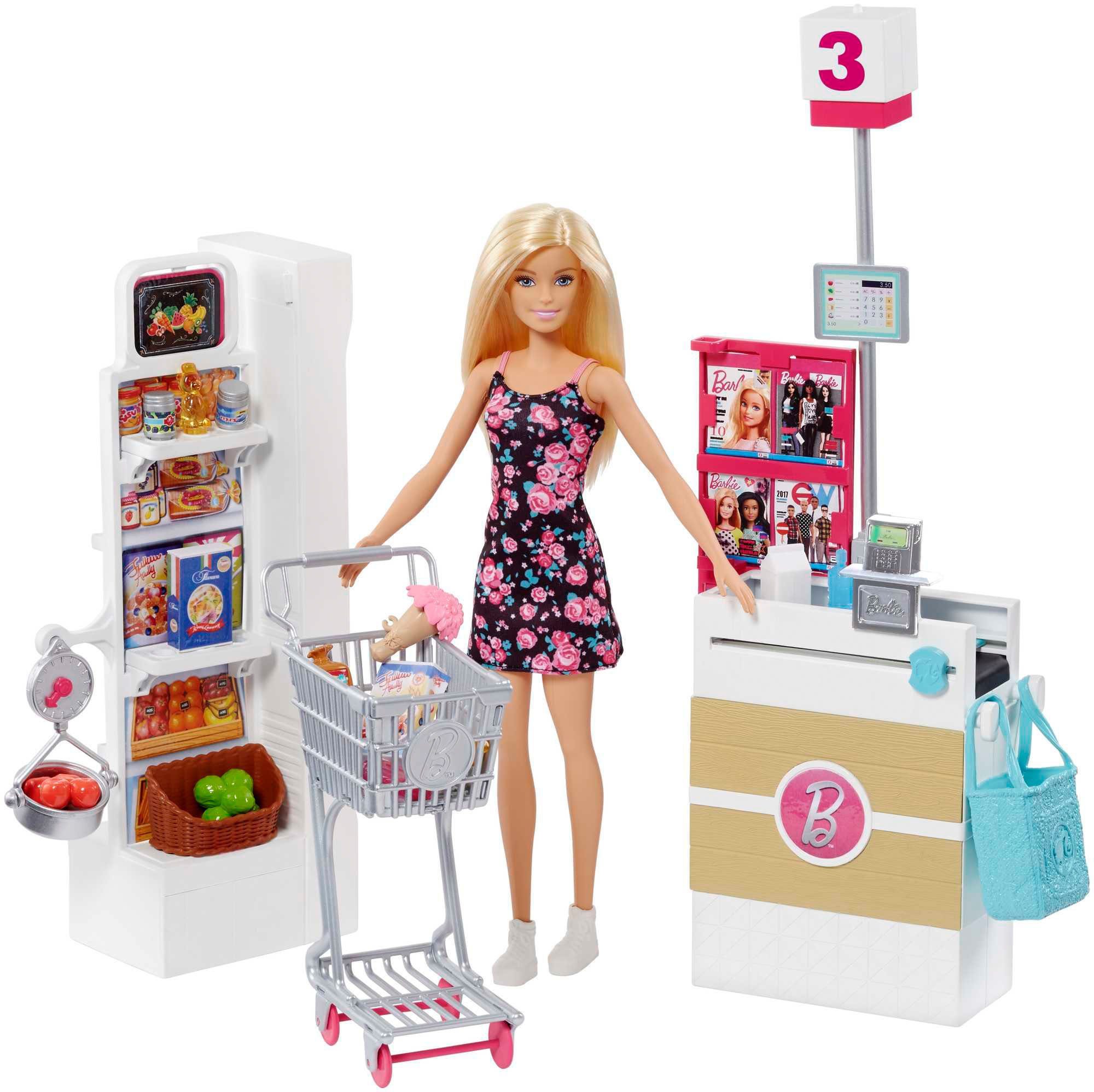 Barbie Anziehpuppe Supermarkt und Puppe (Set, 20-tlg., inkl. Supermarkt)