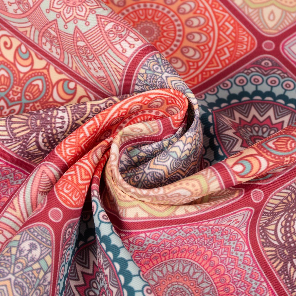 SCHÖNER LEBEN. Stoff Outdoorstoff polsterfähig Multiles Ornamente pink bunt 1,60m Breite, abwaschbar