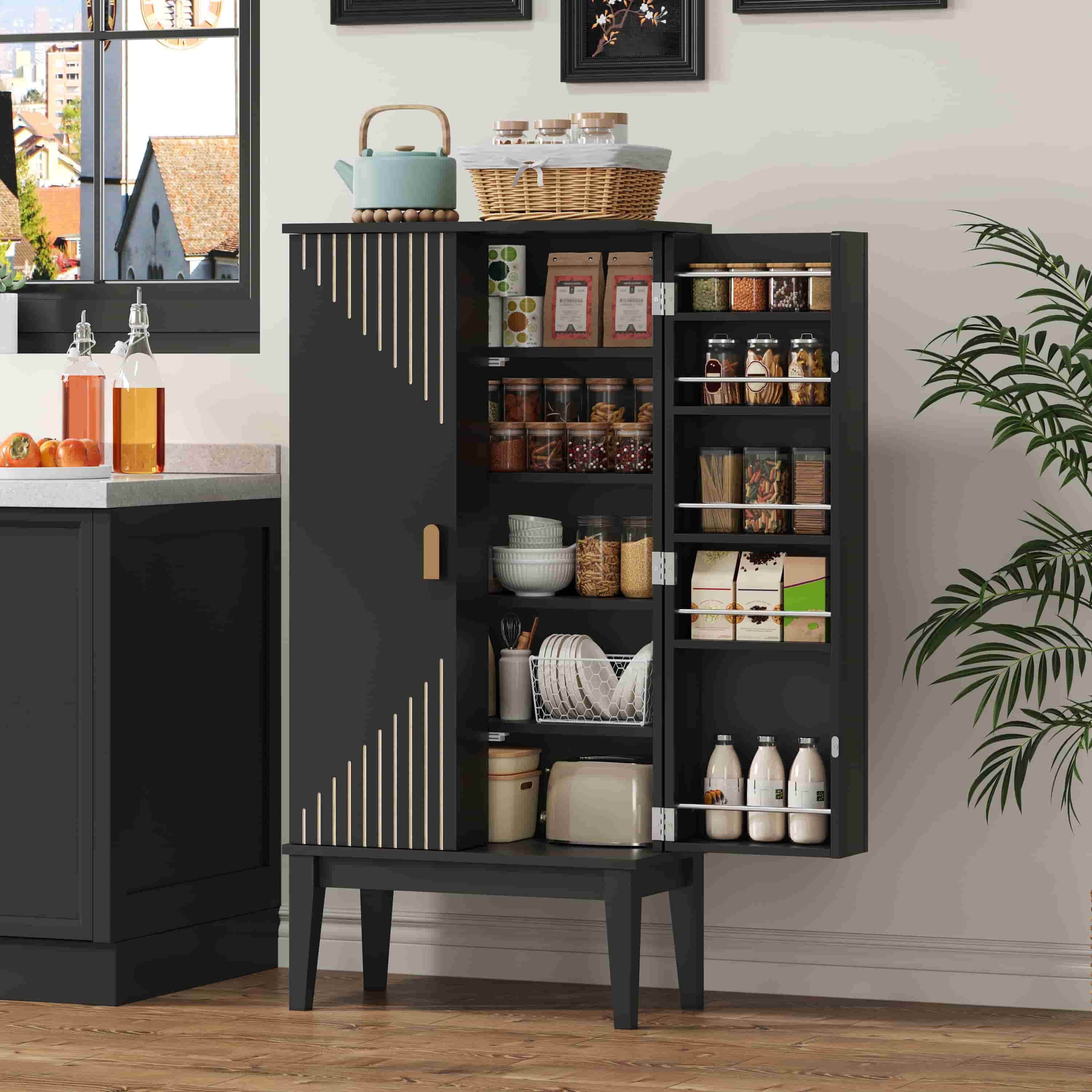 ANYSUN Mehrzweckschrank Küchenschrank schmal mit viel Stauraum Vintage Küchenbuffet Mit Kippschutz für Stabilität, vielseitig nutzbar, leicht zu reinigen