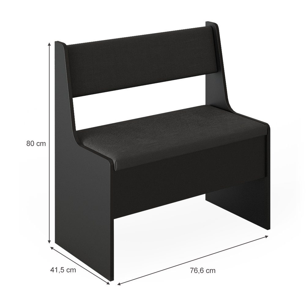 Vicco Sitzbank Roman, Schwarz, 76.6 x 41.5 cm (1-St)