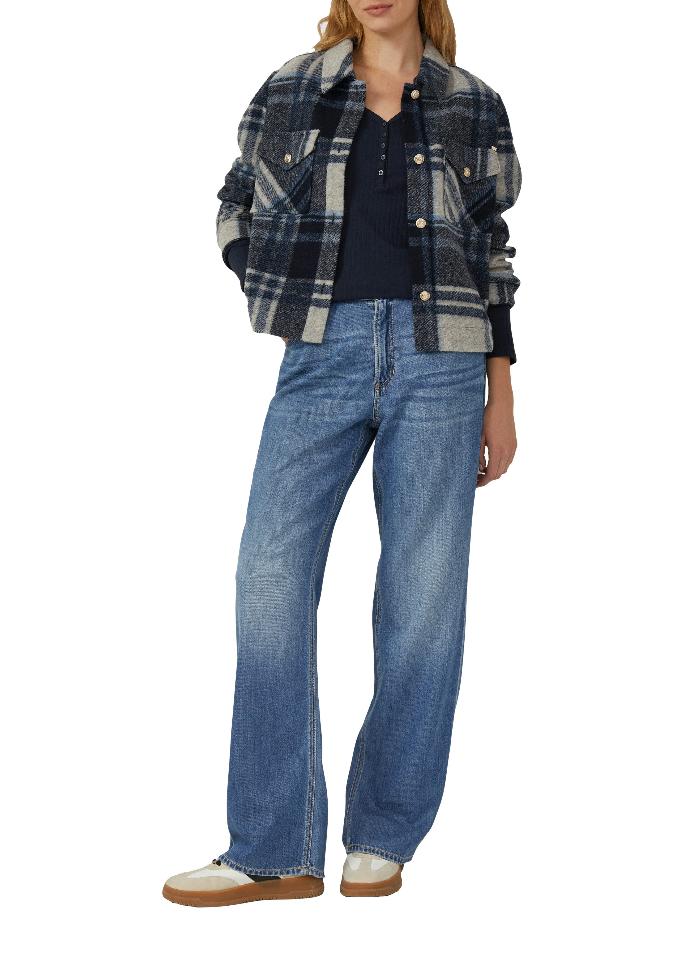 s.Oliver Langarmshirt mit kurzer Knopfleiste, in Ripp-Optik günstig online kaufen