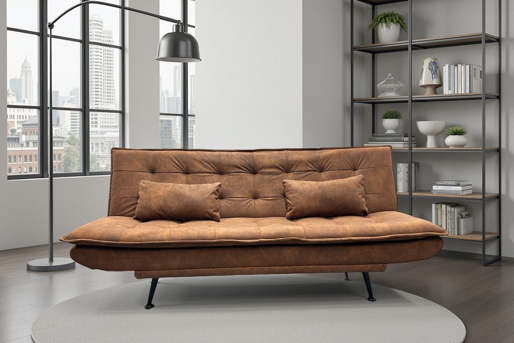 riess-ambiente Schlafsofa JAZZ 190cm braun – 3-Sitzer Sofa mit Bettfunktion, Microfaser, modern, Einzelartikel 1 Teile, komfortable Ausziehcouch mit Polsterung – ideal fürs Gästezimmer