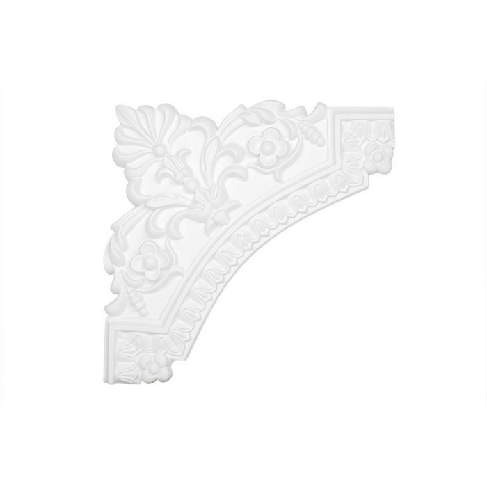 Hexim Perfect Stuckleiste AC256-11 Wand- und Deckenumrandung aus PU - Segment als Ergänzung zur Flachleiste hart & stoßfest weiß - Spiegelrahmen