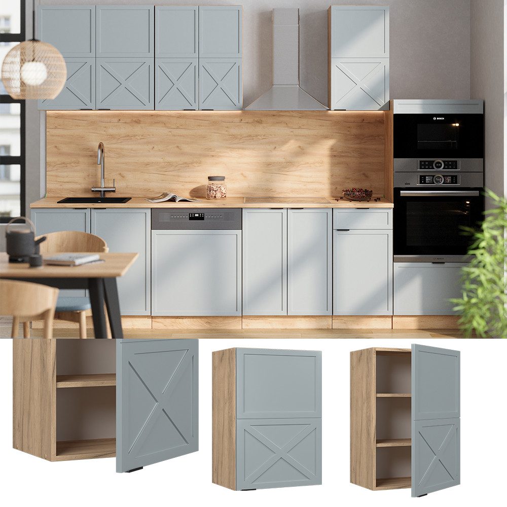 Vicco Hängeschrank Fame-Line, Hellblau-grau/Goldkraft Eiche, 50 günstig online kaufen