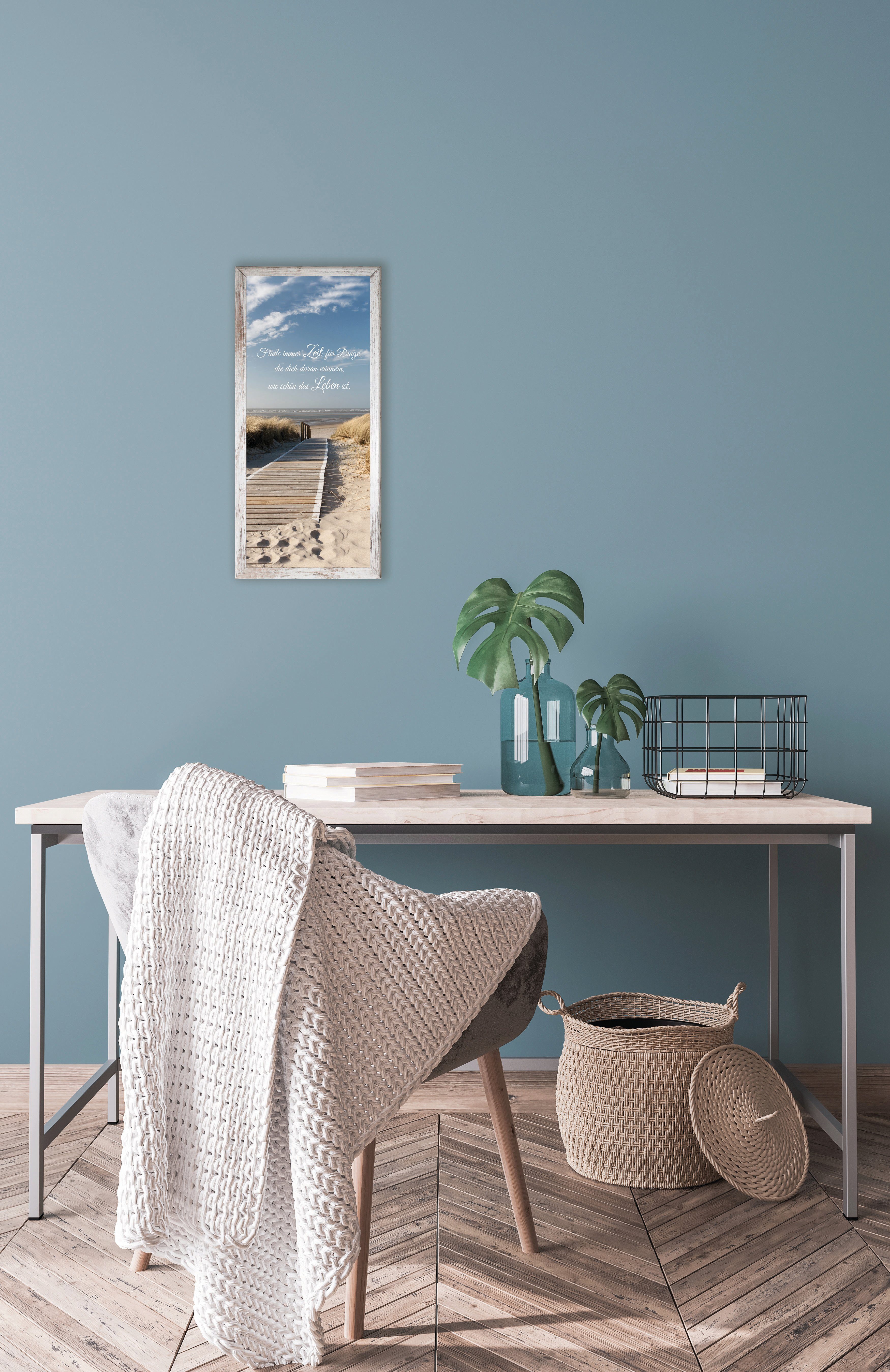 Bönninghoff Bild mit Rahmen Wandbild gerahmt STRAND 23x49 cm – Natur Wanddeko modern, Meer, Sprüche & Texte, Strand (1 St), mit dekorativem Rahmen – Bild 2 von 5