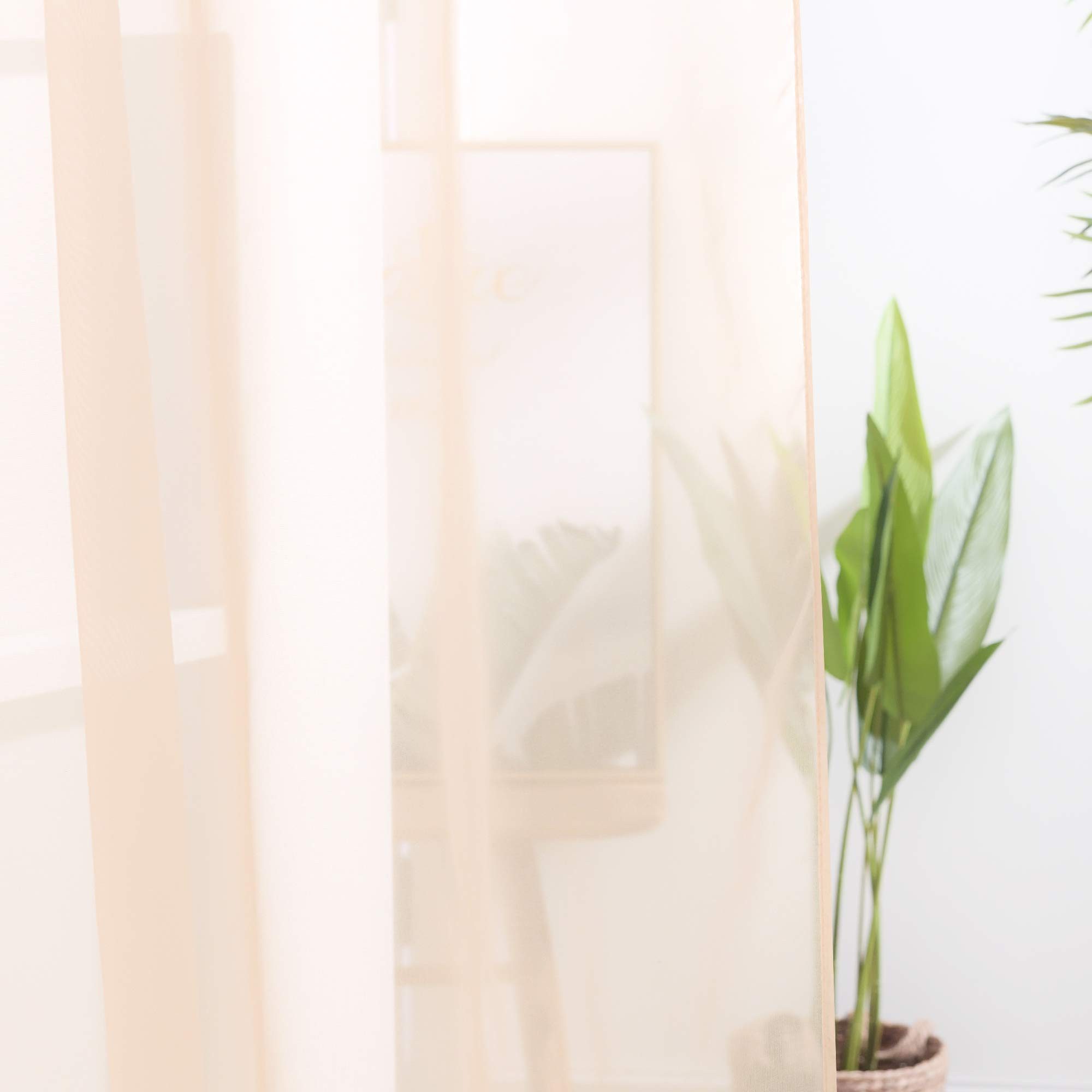 Deconovo Vorhang Transparent Voile Gardinen mit Ösen Wohnzimer Ösenvorhang 2er Set, Luftig Modern Store Dekoschals Schlafzimmer einfarbig pflegeleicht – Bild 4 von 5