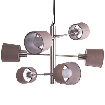 etc-shop LED Pendelleuchte, Leuchtmittel inklusive, Warmweiß, Farbwechsel, Design Decken Hänge Lampe taupe Wohn Zimmer Textil Pendel