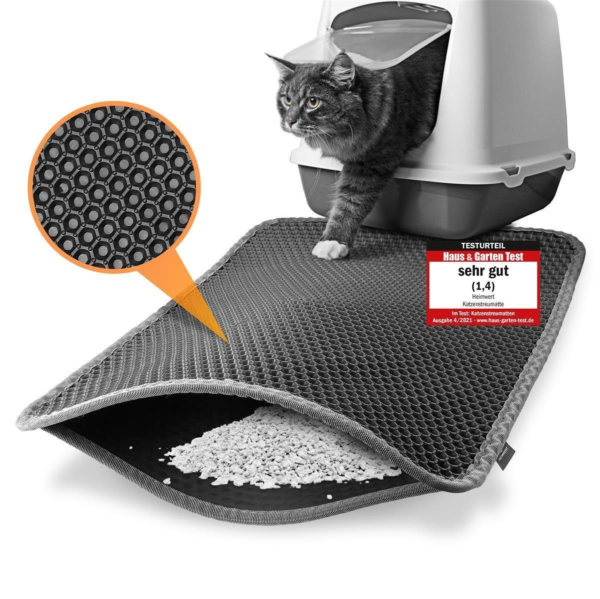 Thumbnail - HEIMWERT Katzentoilette Katzenstreu Matte Katzenstreumatte - 76x61cm, Wasserdichter Premium Vorleger für die Katzentoile...