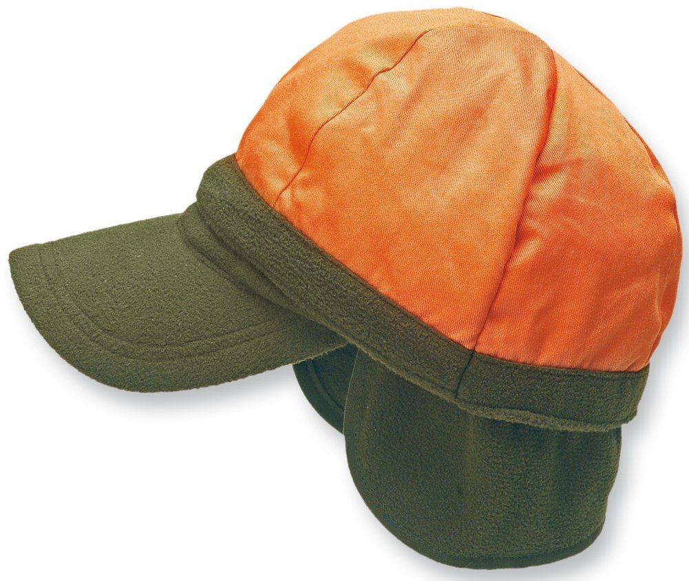 Elutex Baseball Cap Wendecap "Windsor" Fleece oliv orange mit Ohrenklappen Jagdkappe aus