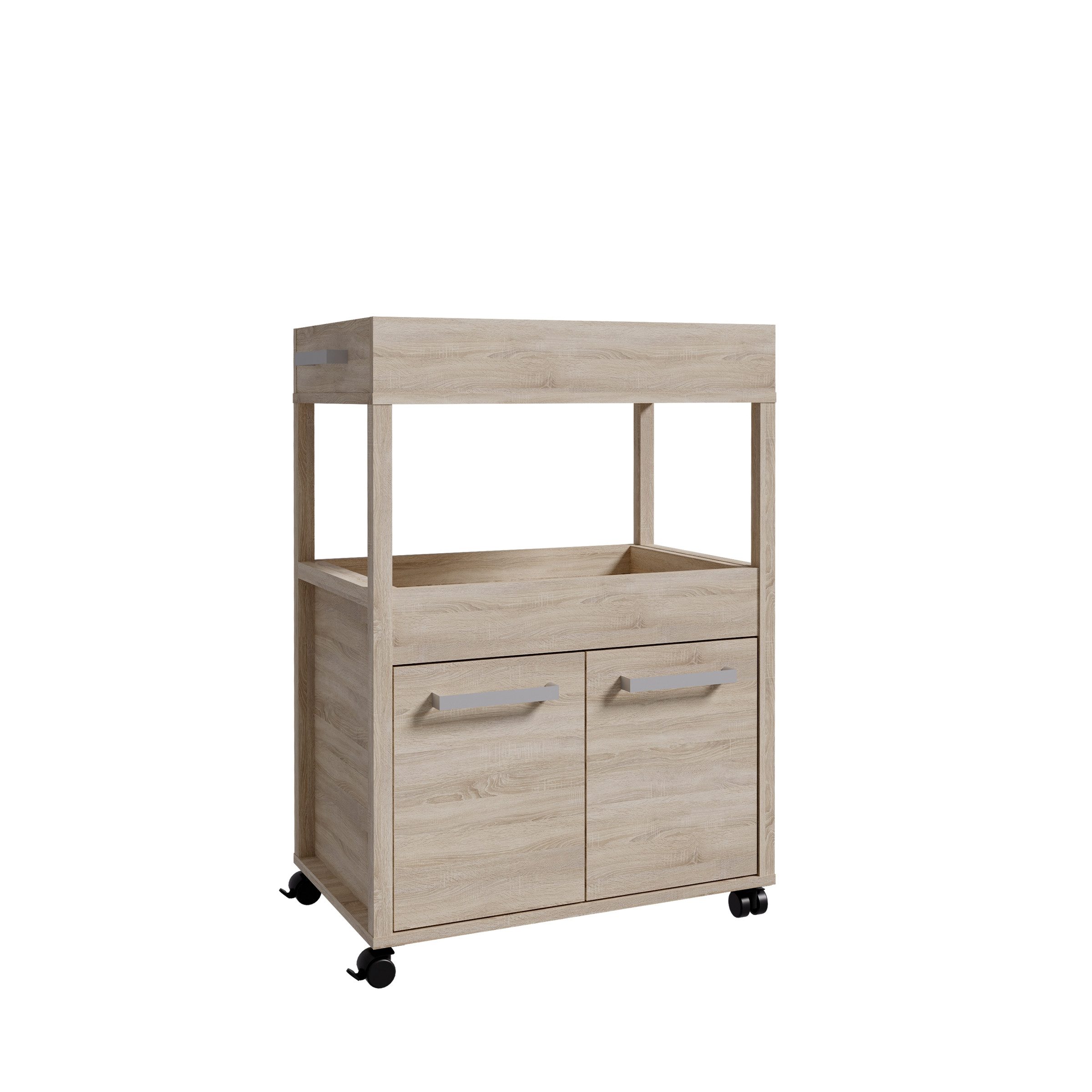 freiraum Servierwagen Home Bar, auf Rollen, in Sonoma Eiche Dekor- 60x88,5x40cm (BxHxT)