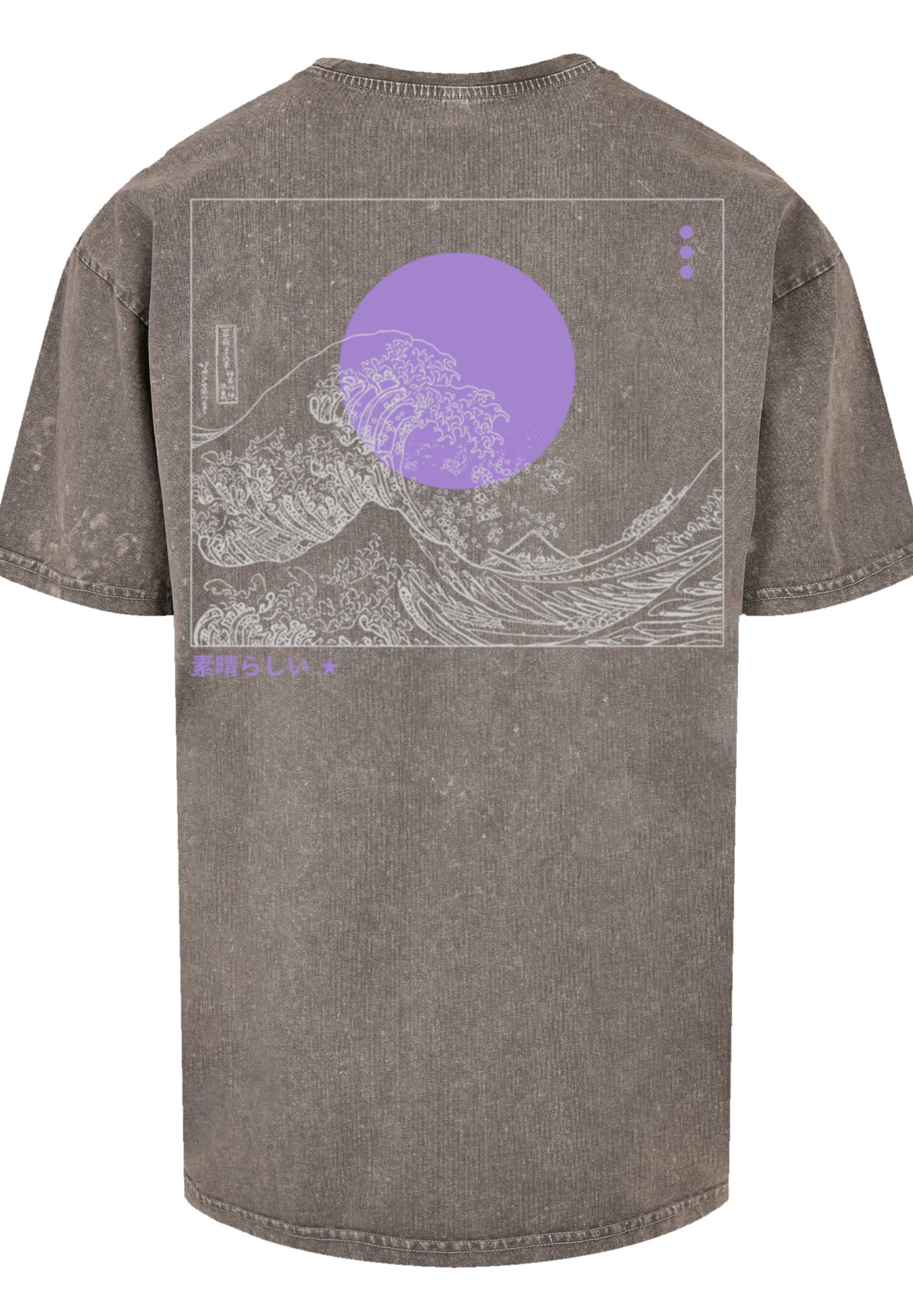 F4NT4STIC Print Kanagawa Asphalt Welle T-Shirt