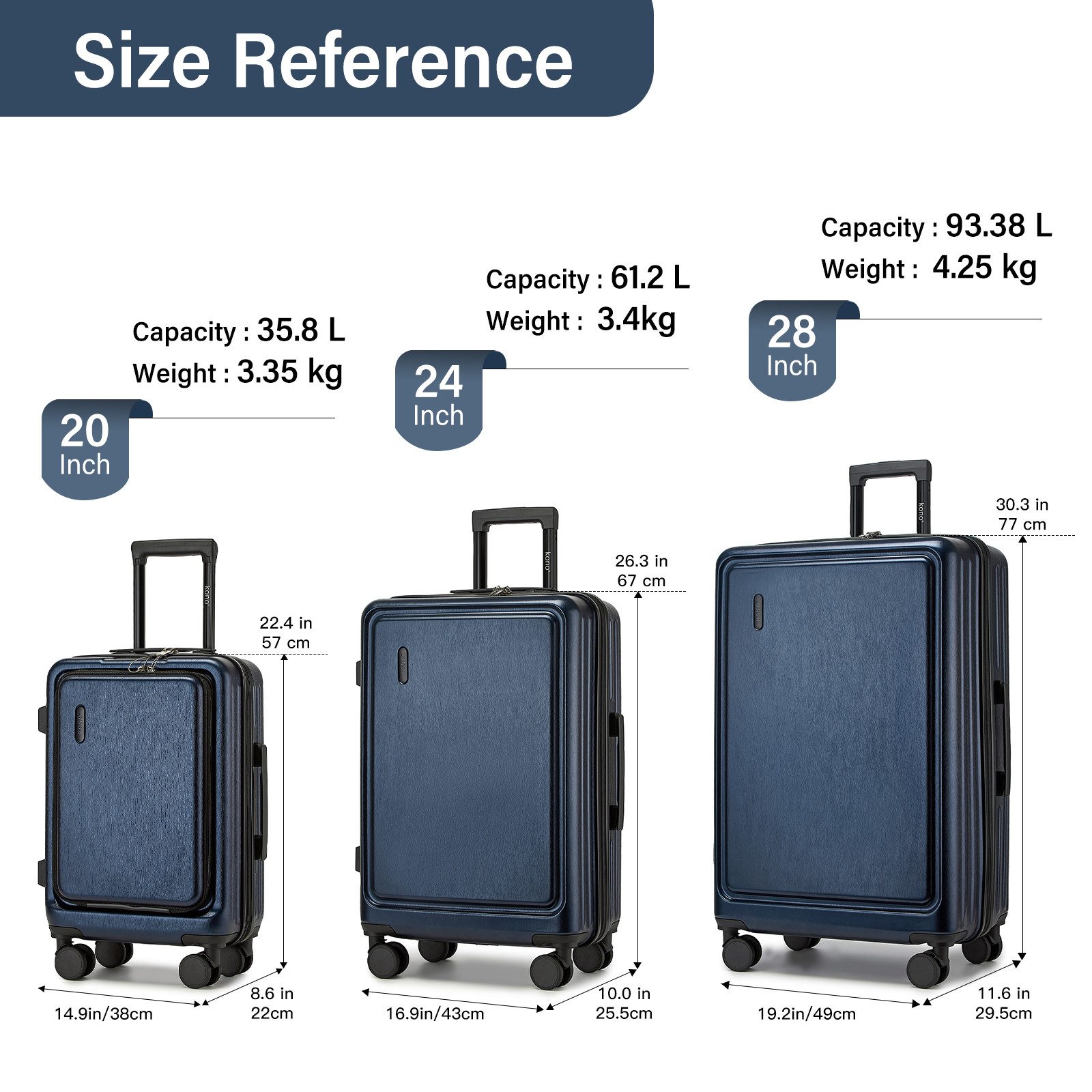 KONO Business-Koffer Kabinengepäck-Trolley aus Hartschalenmaterial (ABS+PC) günstig online kaufen